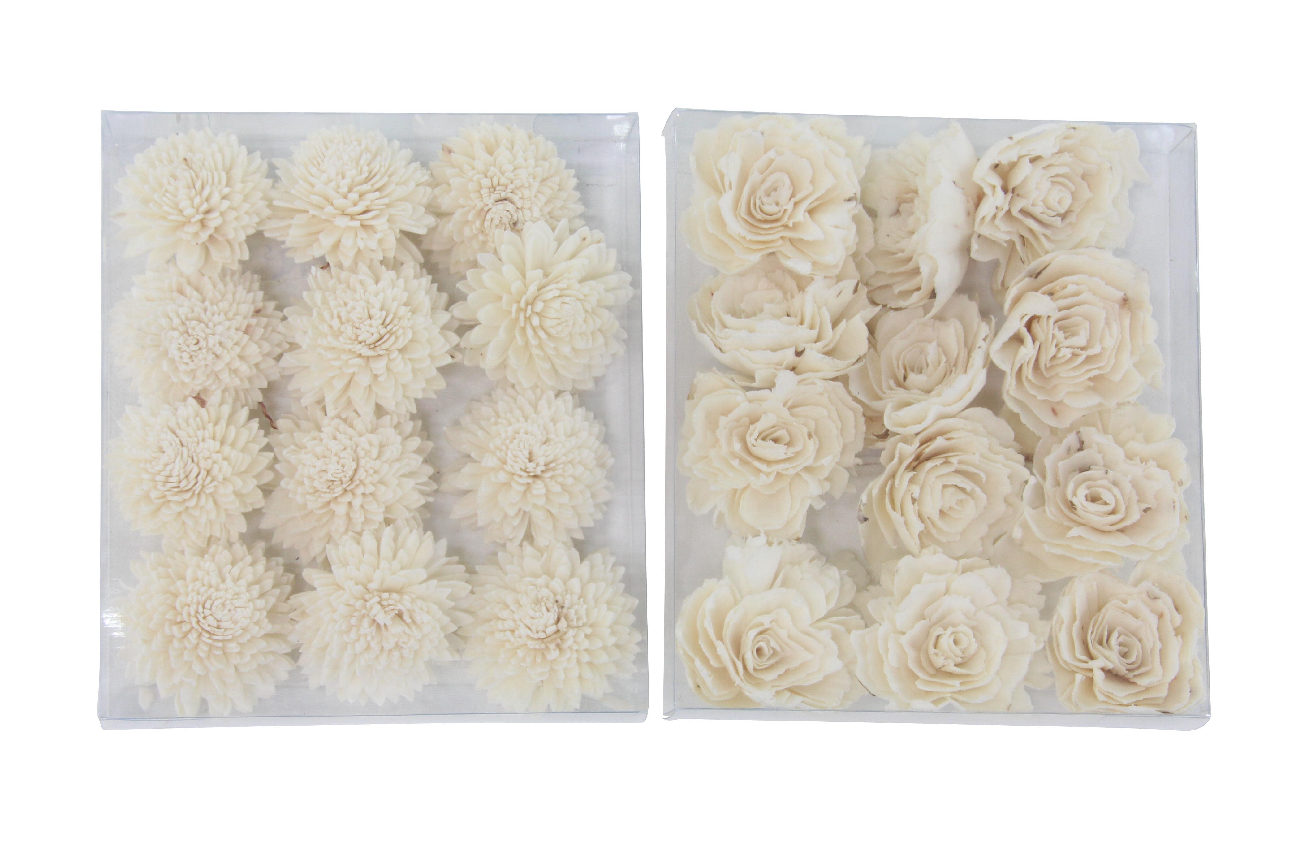 white dried plant  handmade orbs & vase filler, 2 assorted 6"w, 7"h