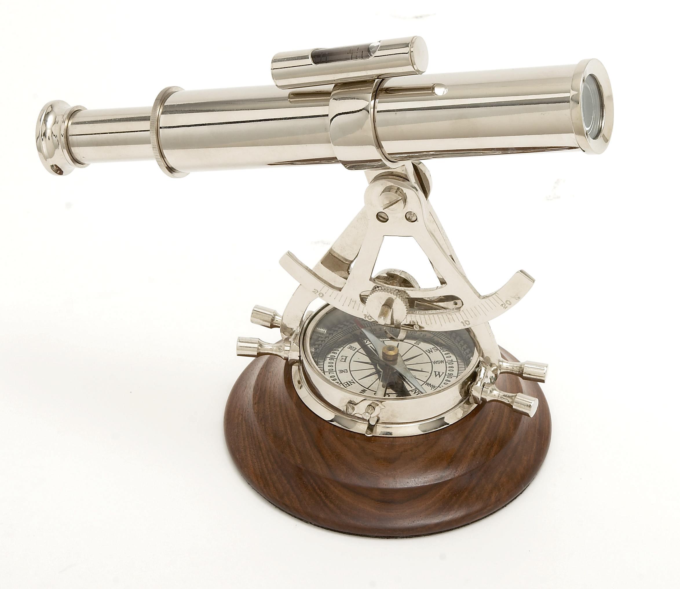 Silver Brass Metal  Telescope, 9" x 5" x 7"