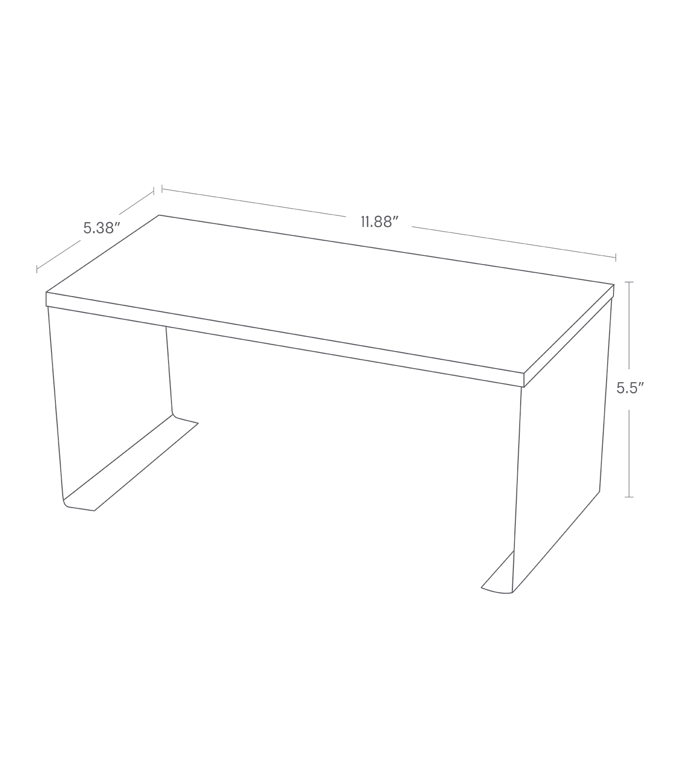 Dimension image for Stackable Countertop Shelf - Two Sizes on a white background including dimensions  L 5.51 x W 12.01 x H 5.71 inches