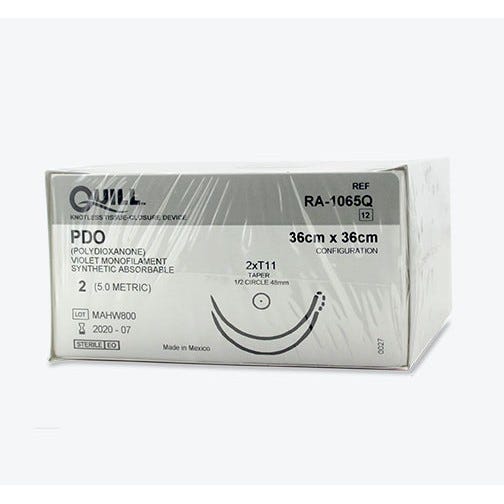 Quill™ PDO  Violet Monofilament Sutures, 2, 48mm 1/2 Circle, Reverse Cutting, - 36cm x 36cm -12/Box