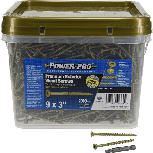 Power Pro Bronze Premium Exterior Wood Screws (9 x 3") Plastic Keg