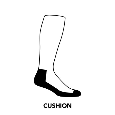 Graphic of our cushioned over-the-calf sock.
