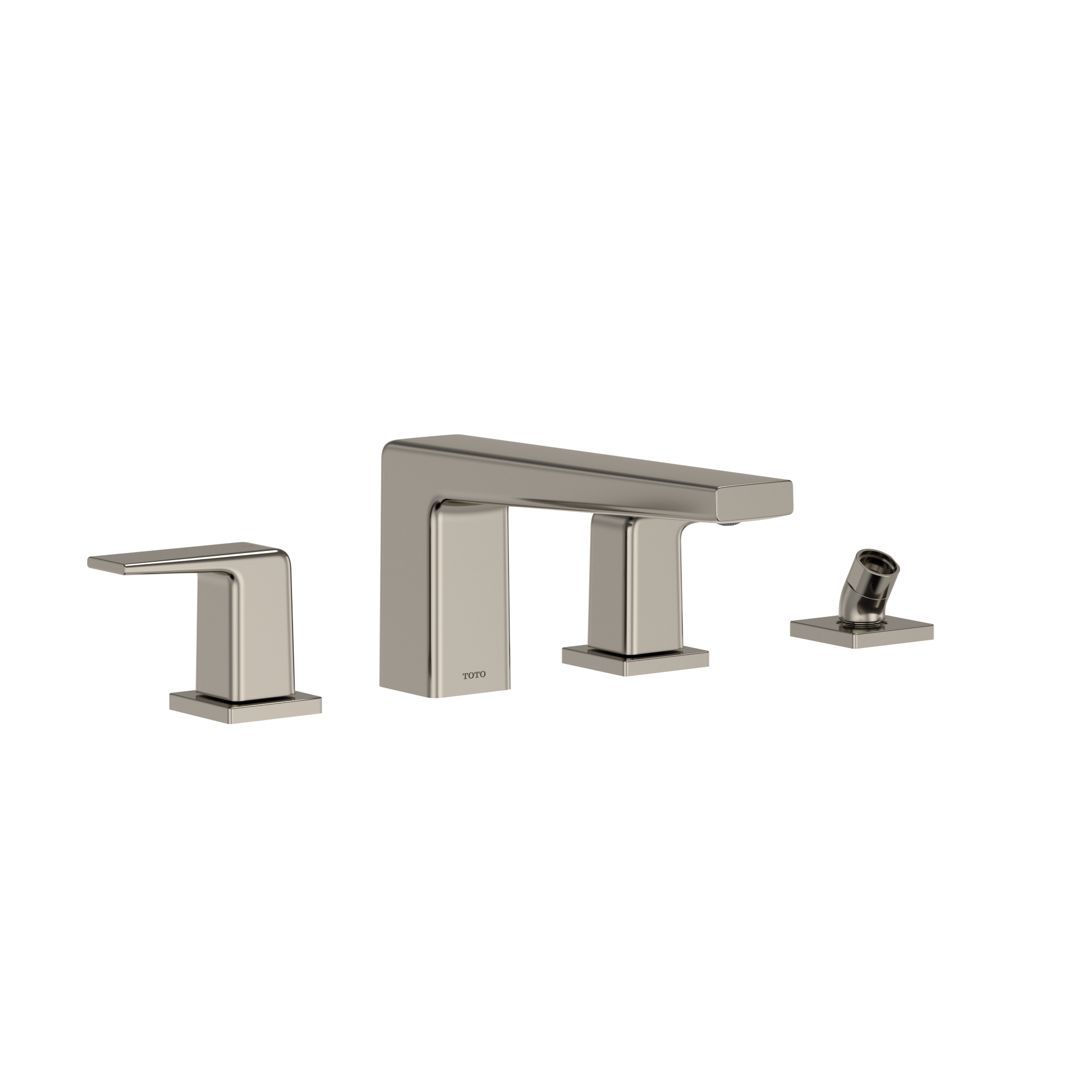 TOTO GB Two-Handle Deck-Mount Roman Tub Filler Trim with Handshower, Polished Nickel, Brass, TBG10202U#PN