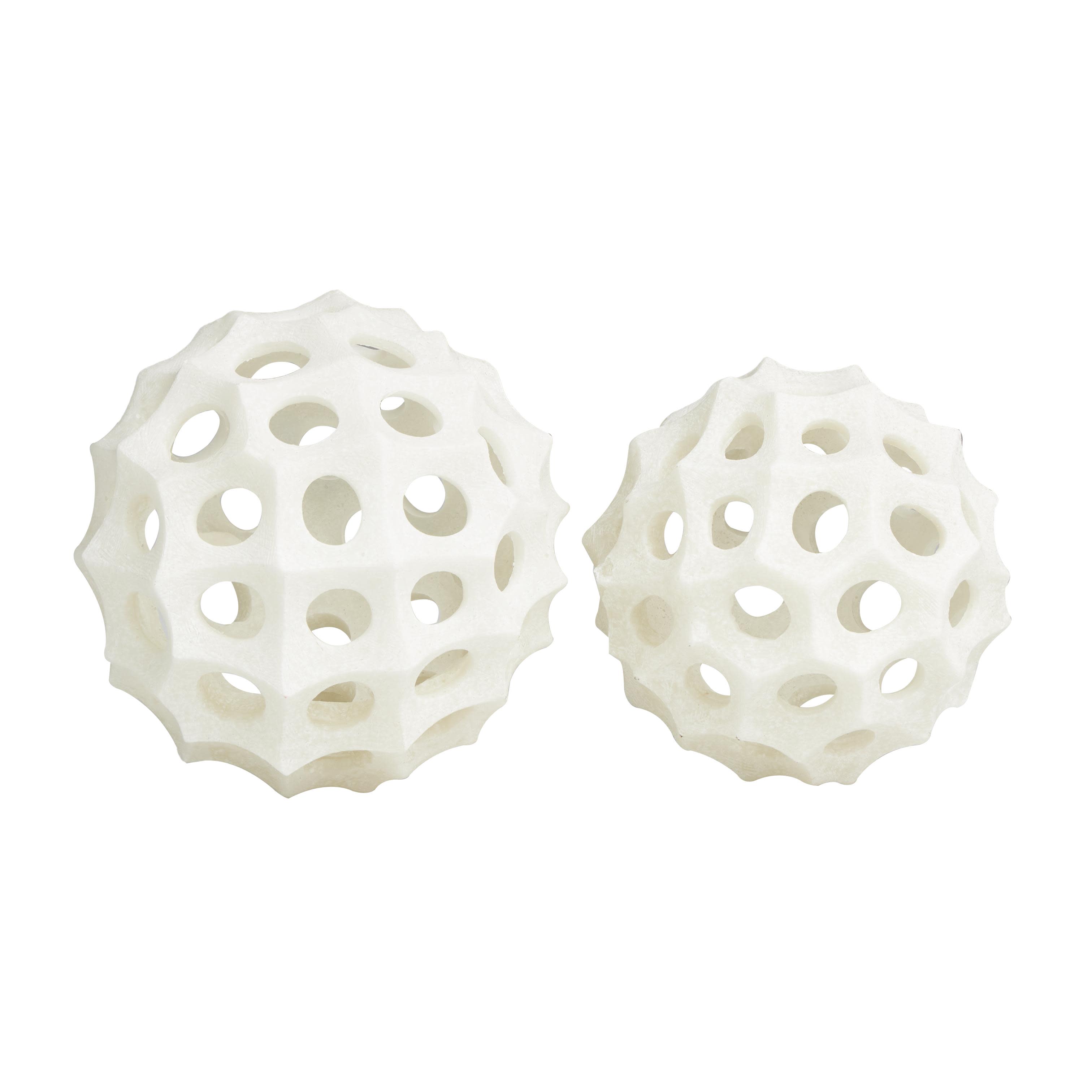 Cream Polystone Abstract Decorative Orbs & Vase Filler, Set of 2 5\", 4\"D(12 pack of )