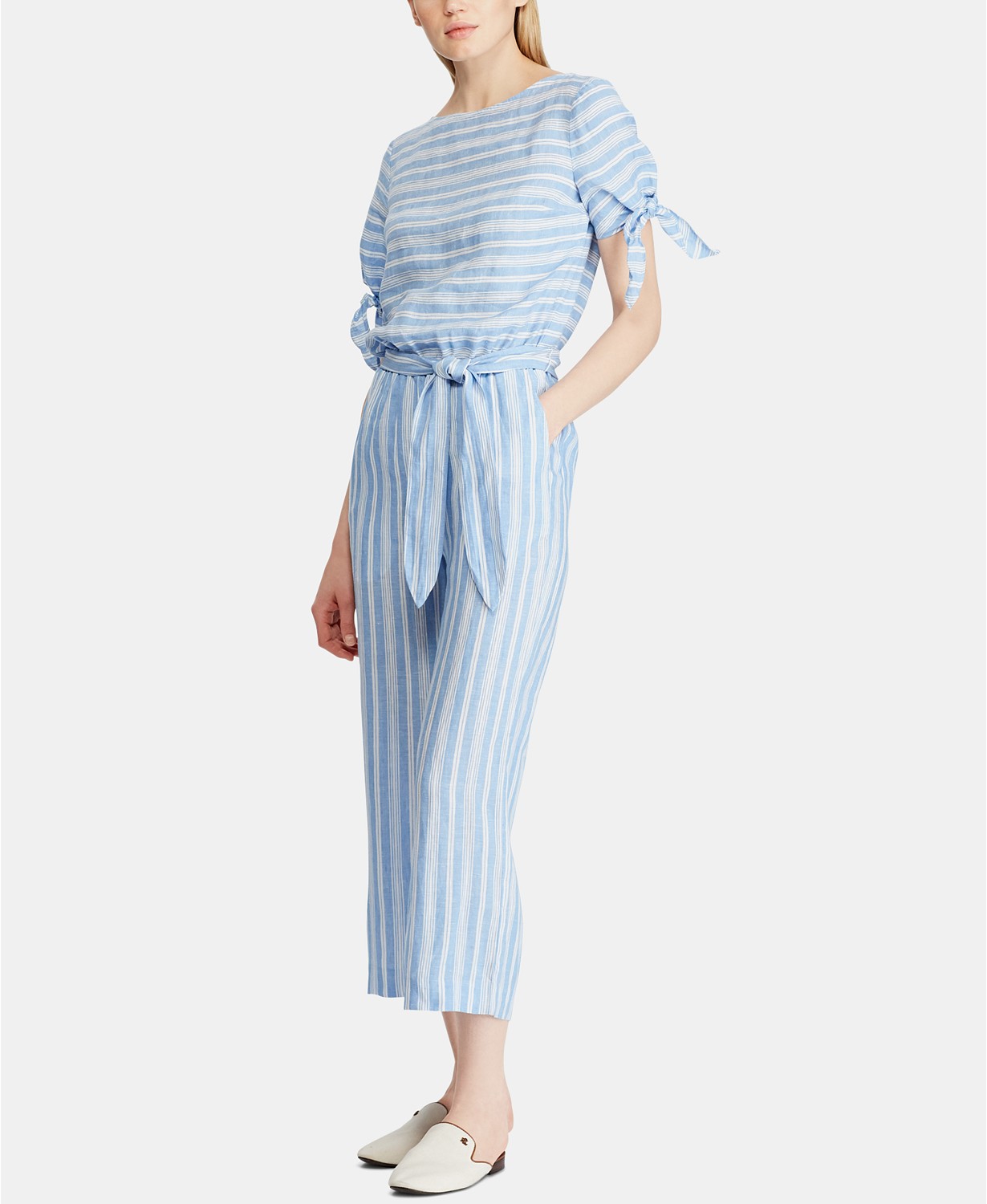 Ralph Lauren Women's Lightweight Linen Jumpsuit Blue Size 10