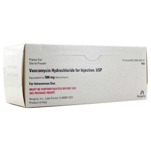 Vancomycin HCl 500mg Single Dose Vial - 10/Box