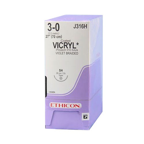 VICRYL® Violet Braided & Coated Suture, 3-0, SH, Taper Point, 27" - 36/Box