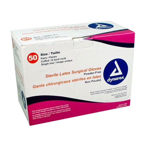 Latex Surgical Gloves, Size 7, Powder-Free - 50/Box