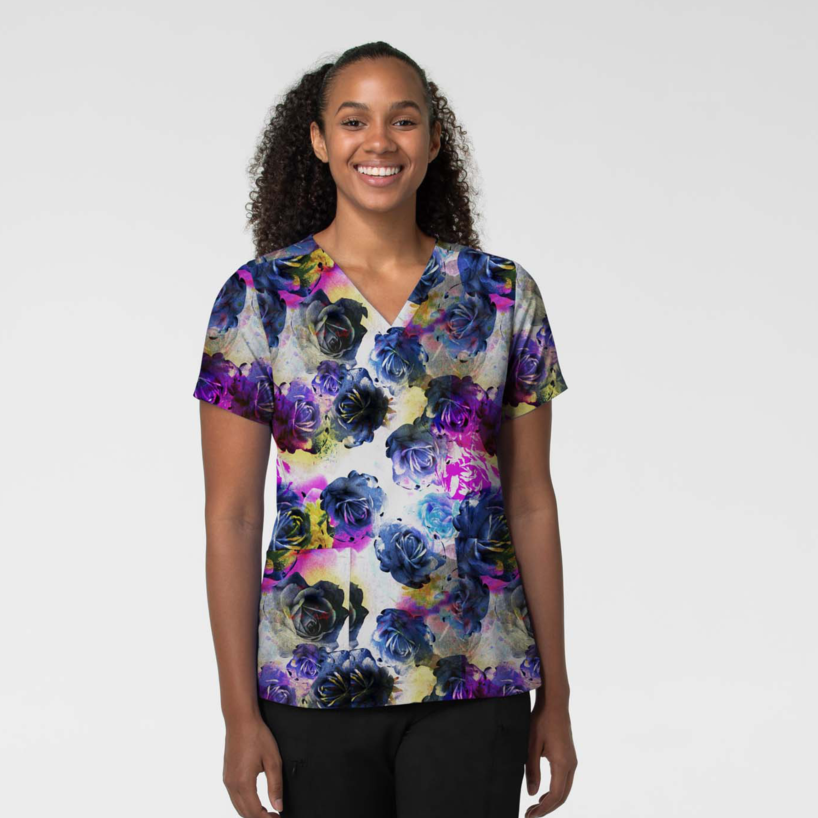 Women&#8216;s Fitted 3-Pocket V-Neck Print Top-Wonder Wink