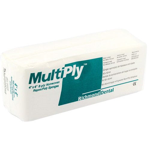 MultiPly™ Non-Woven Rayon/Poly Sponges, 4" x 4", 8-Ply, Non-Sterile, - 20/Case