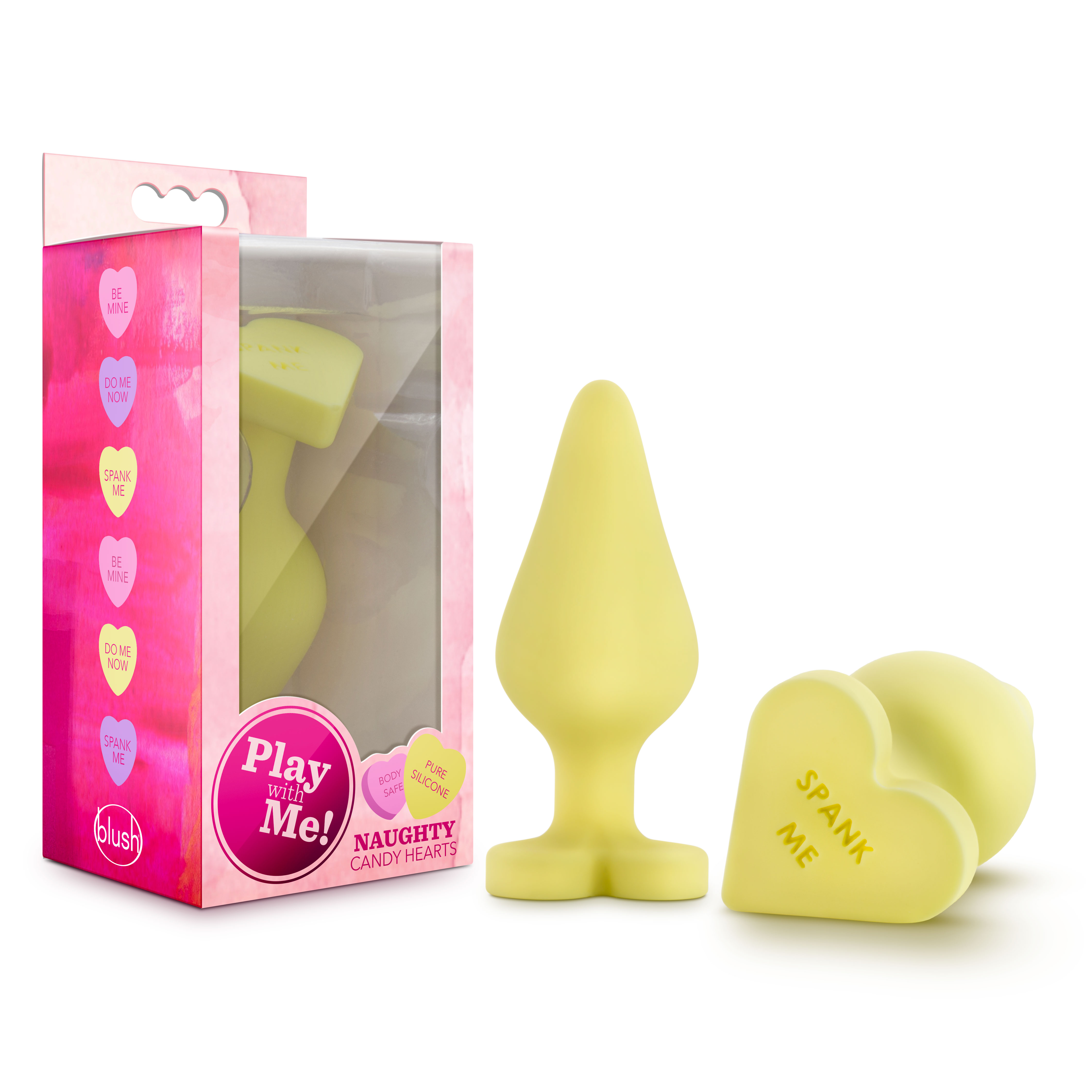 Blush Play with Me Naughty Candy Heart Spank Me Yellow 3.5-Inch Anal Plug