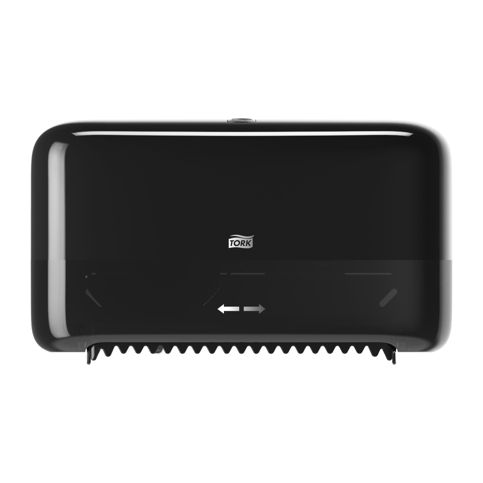 Toiletpapirdispenser, Til 2 ruller uden hylse, Udvendig oprulning, Sort, Tork OptiServe T7