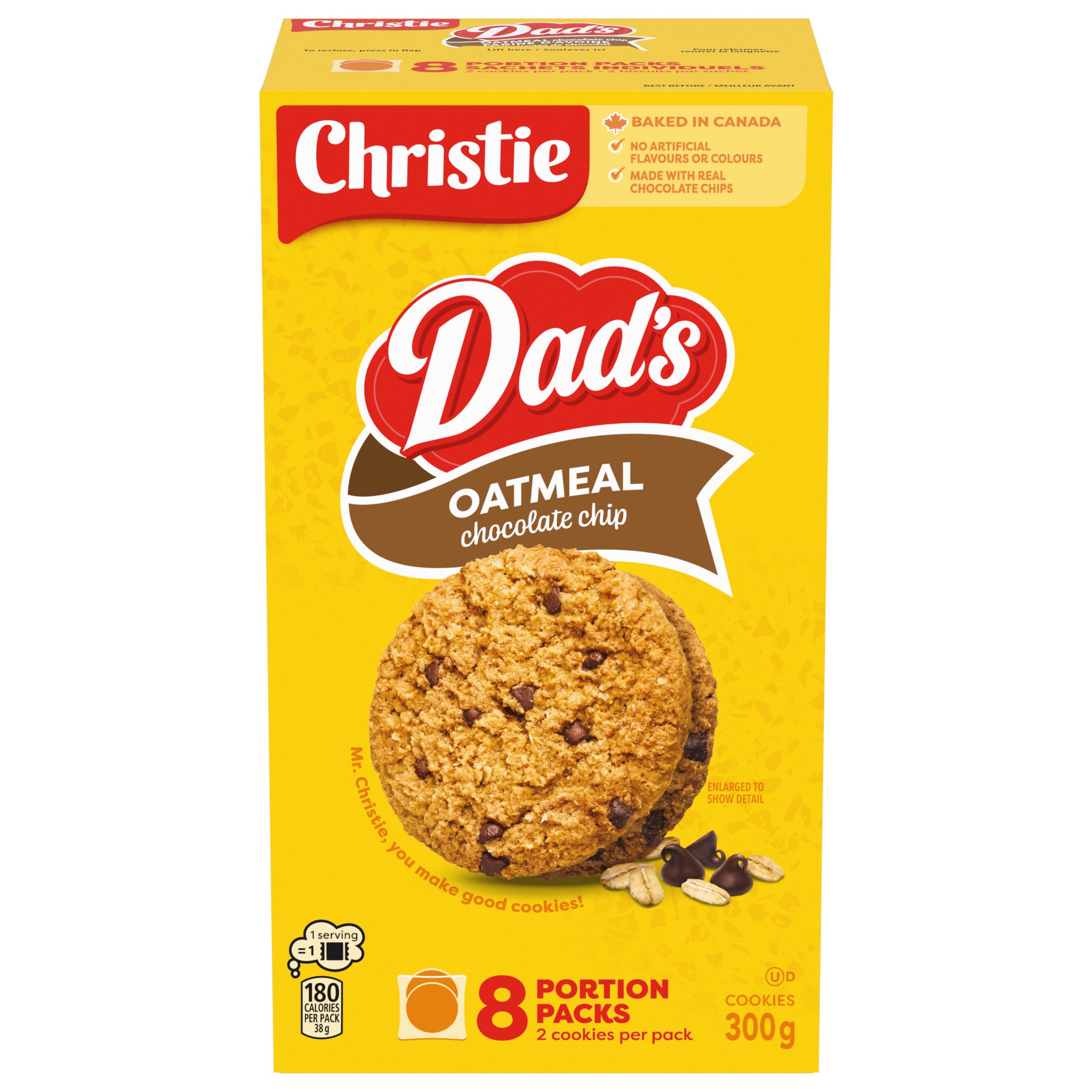 DAD'S Oatmeal Chocolate Cookies 8 Chip Portion Packs, 300 g-1