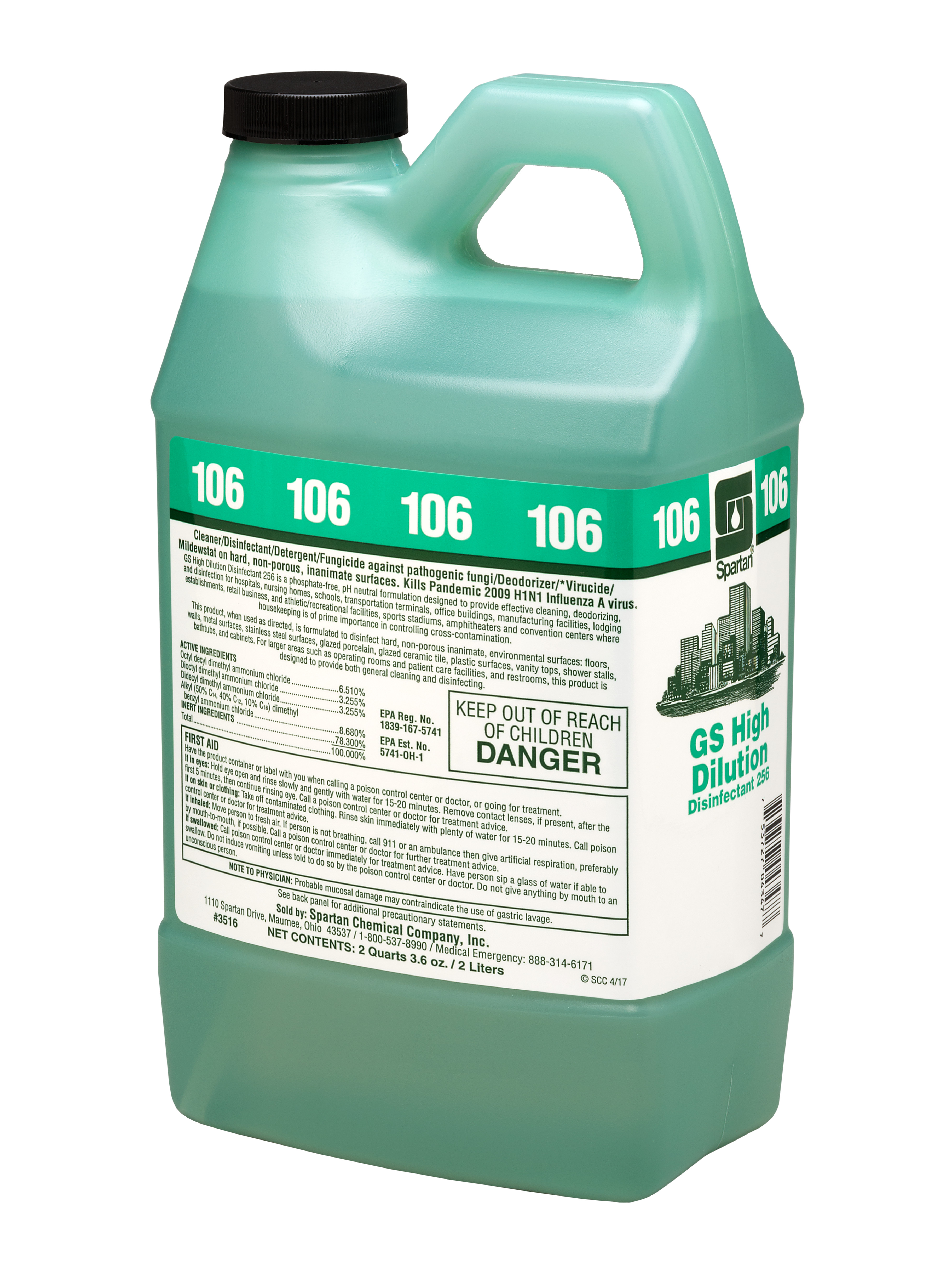 Spartan Chemical Company GS High Dilution Disinfectant 256 106, 2 LITER 4/CS