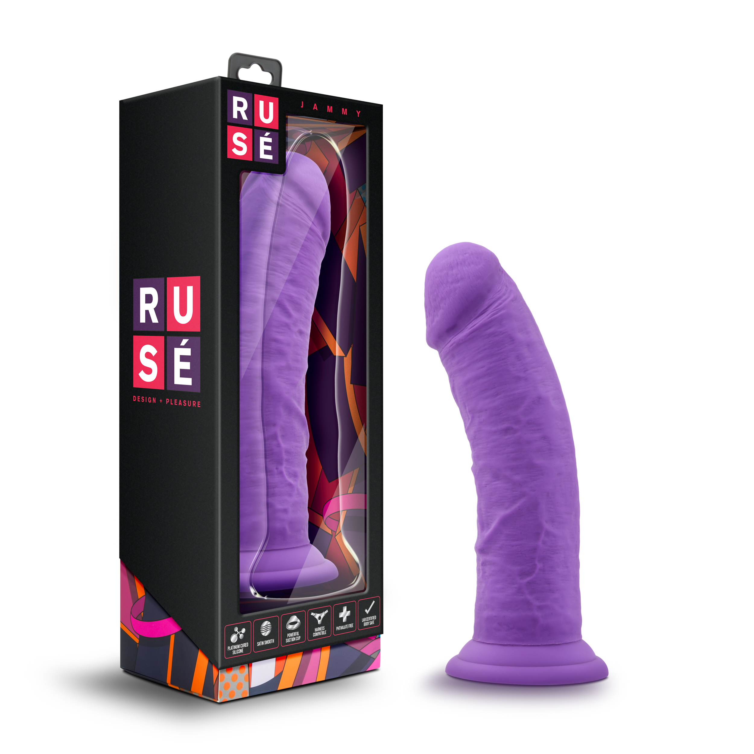 Blush Ruse Jammy Realistic Curved G-Spot Purple 8-Inch Long Dildo With Suction Cup Base