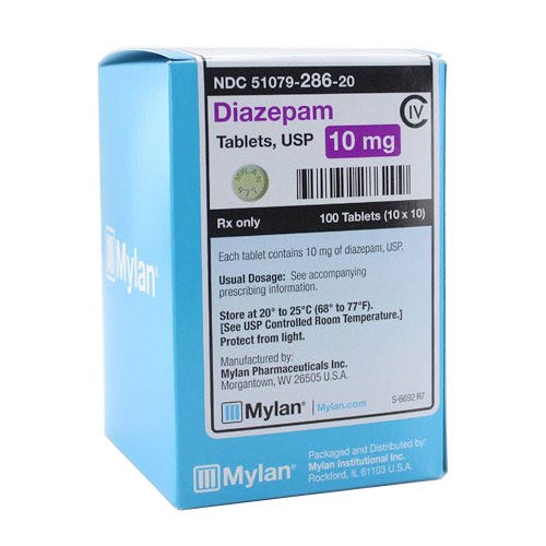 Diazepam 10mg, 100 Count Unit Dose Tablets