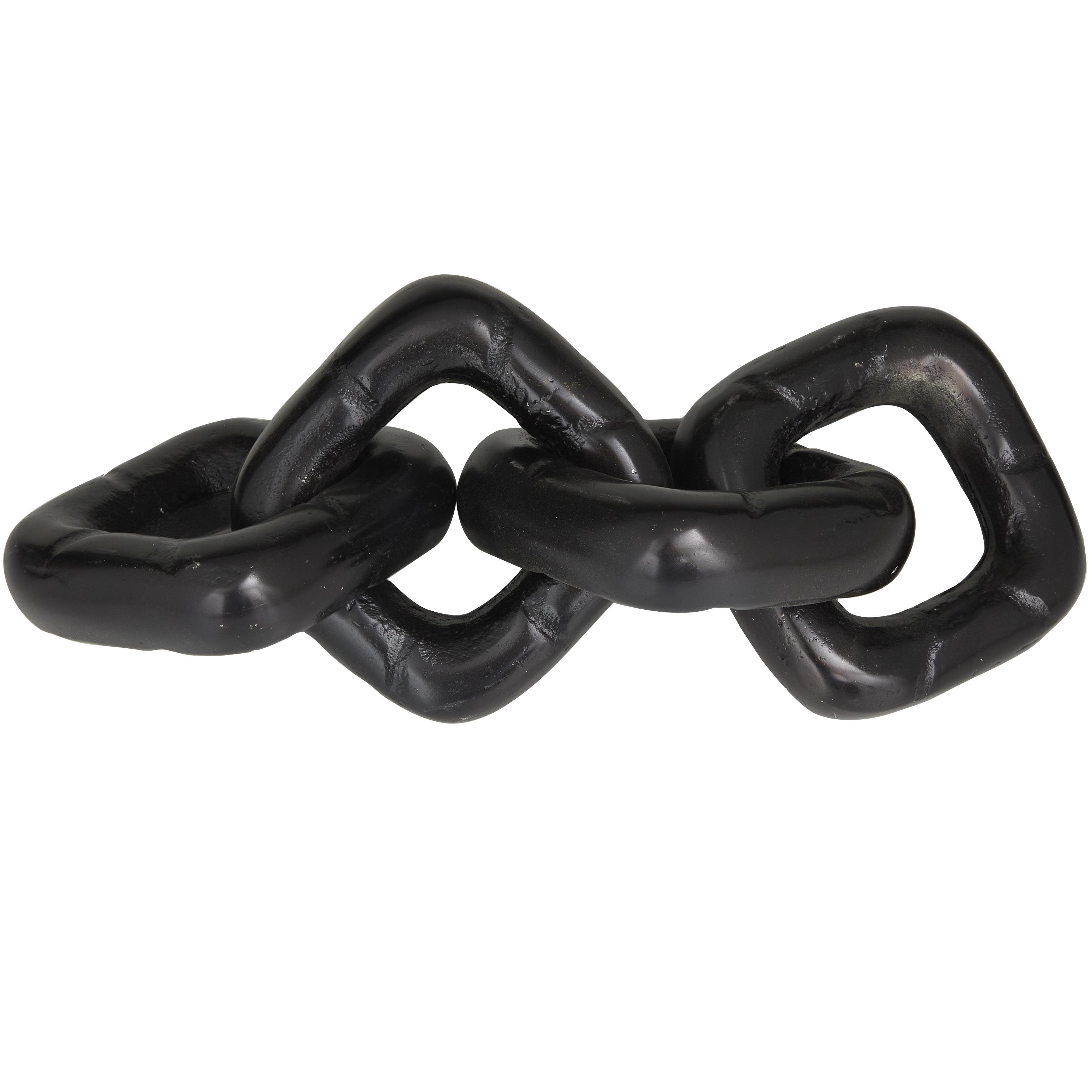 The Novogratz Black Aluminum Metal Chain Decorative Sculpture, 14" x 5" x 3"