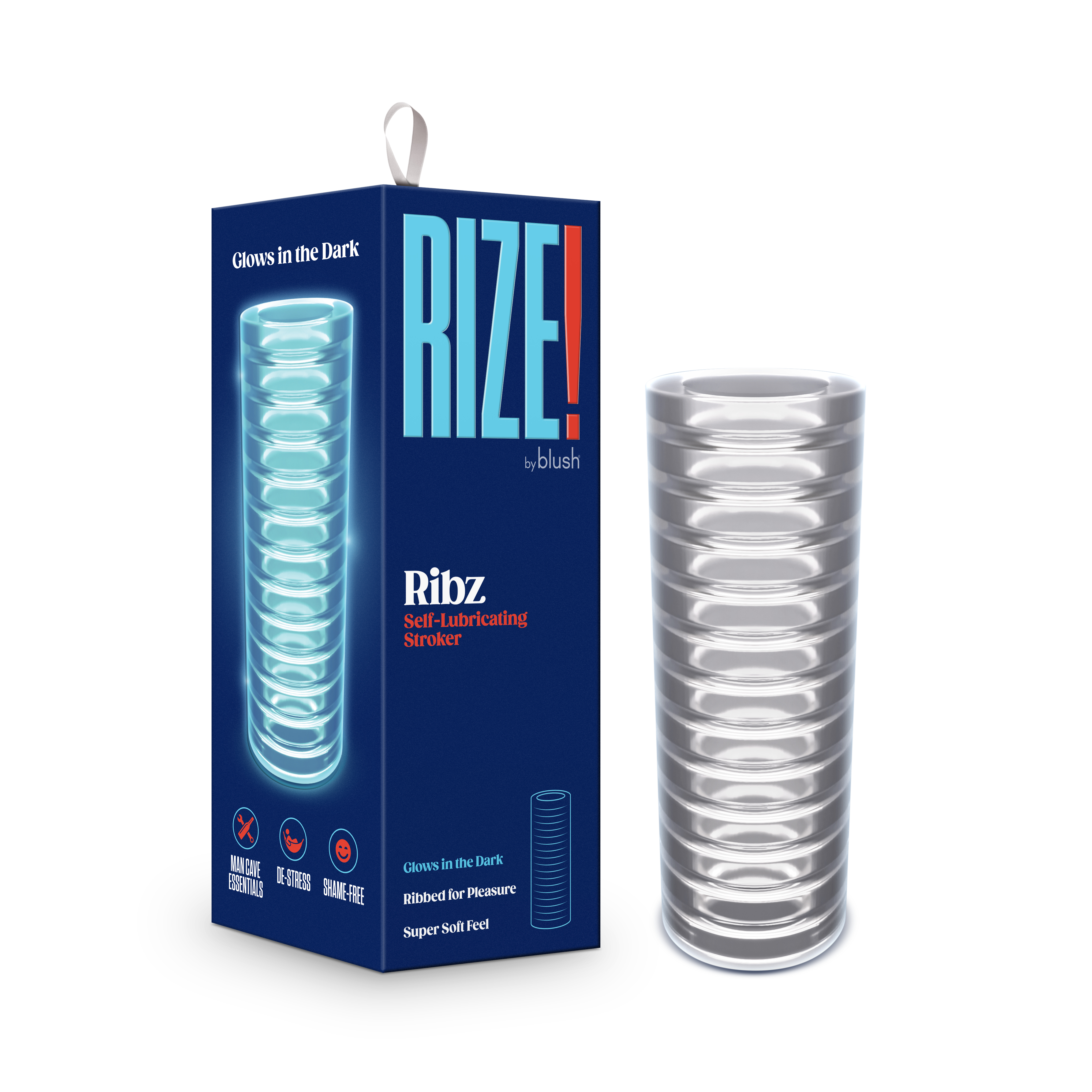 Blush Rize Ribz Glow in the Dark Self-Lubricating Stroker - Clear