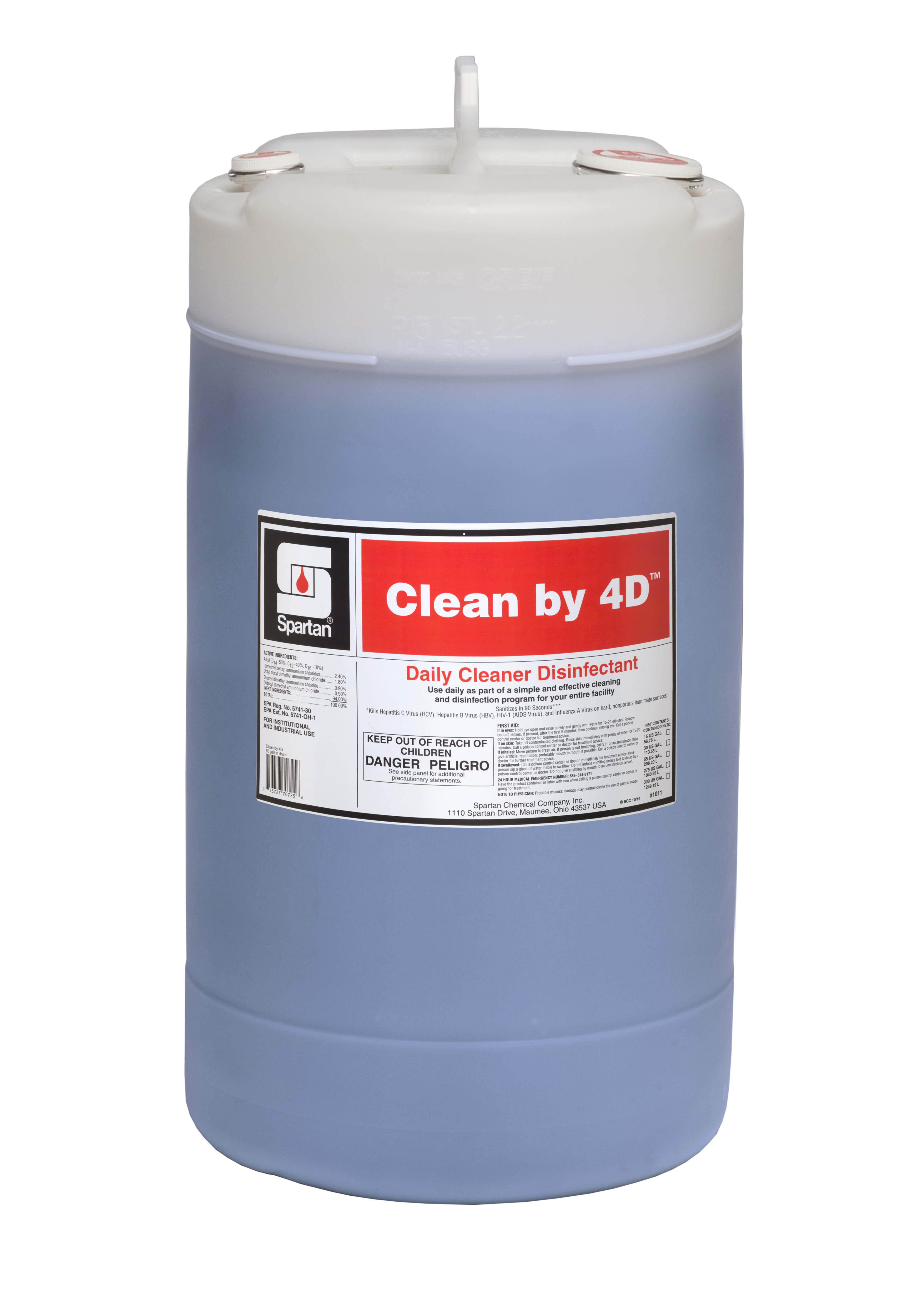 Spartan Chemical Company Clean by 4D, 15 GAL DRUM