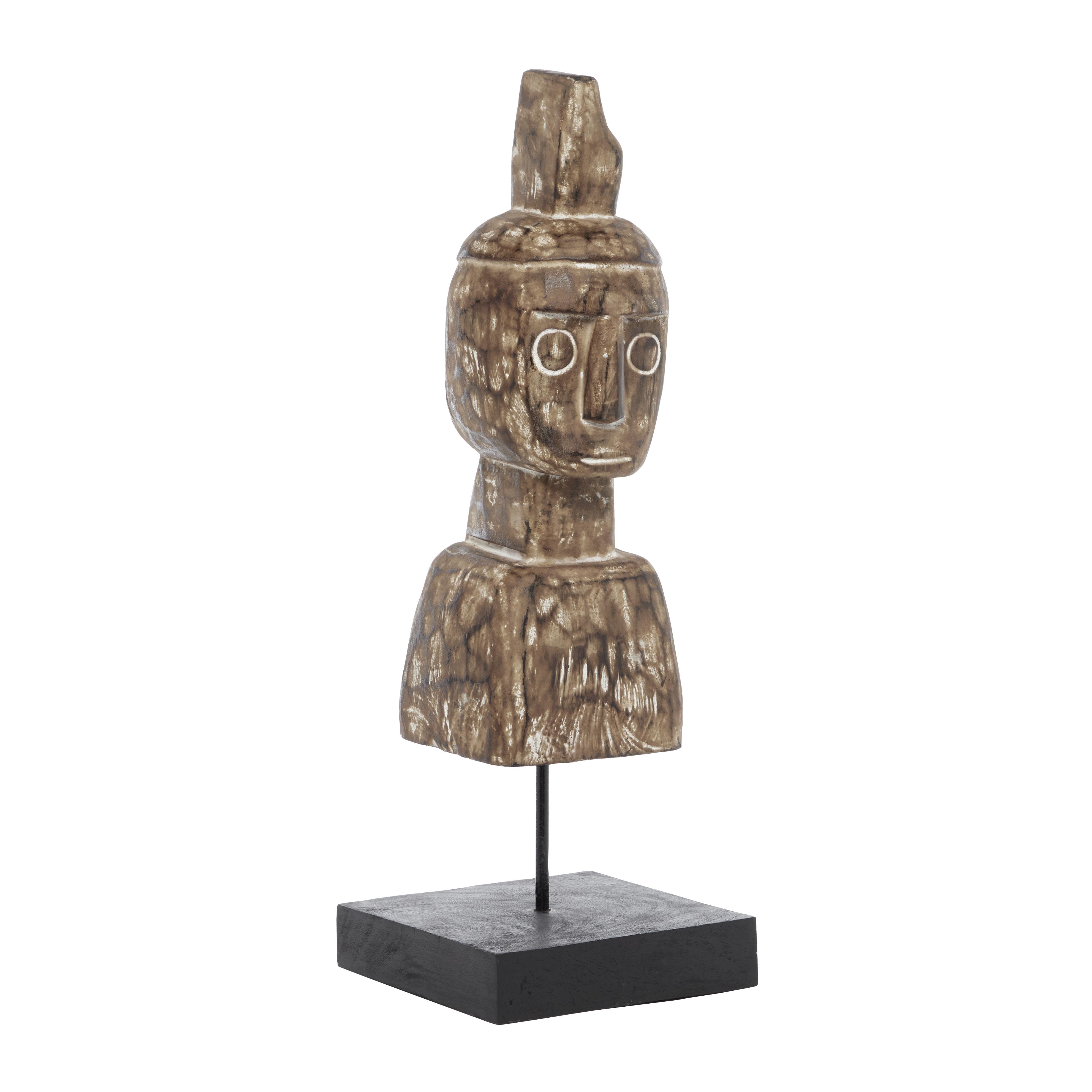 Brown Wood Mask Sculpture,