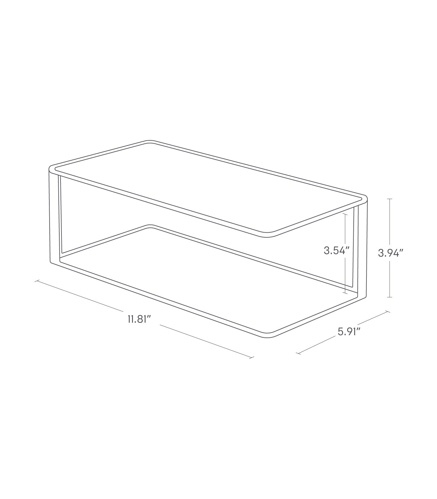 Dimension Image for Two-Tier Cabinet Organizer on a white background showing a total height of 3.94