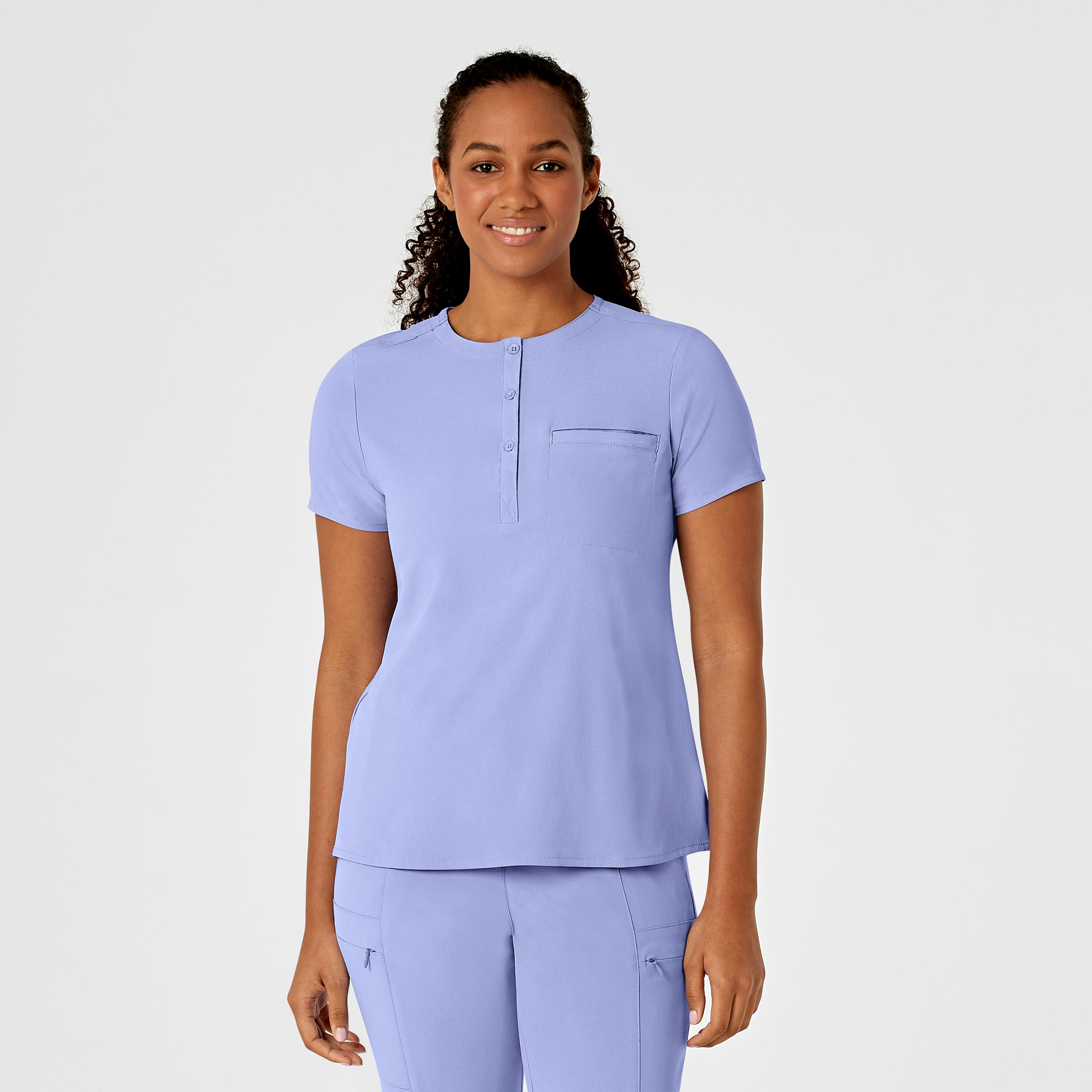 RENEW Women's Mandarin Collar Tuck-In Scrub Top-Wonder Wink