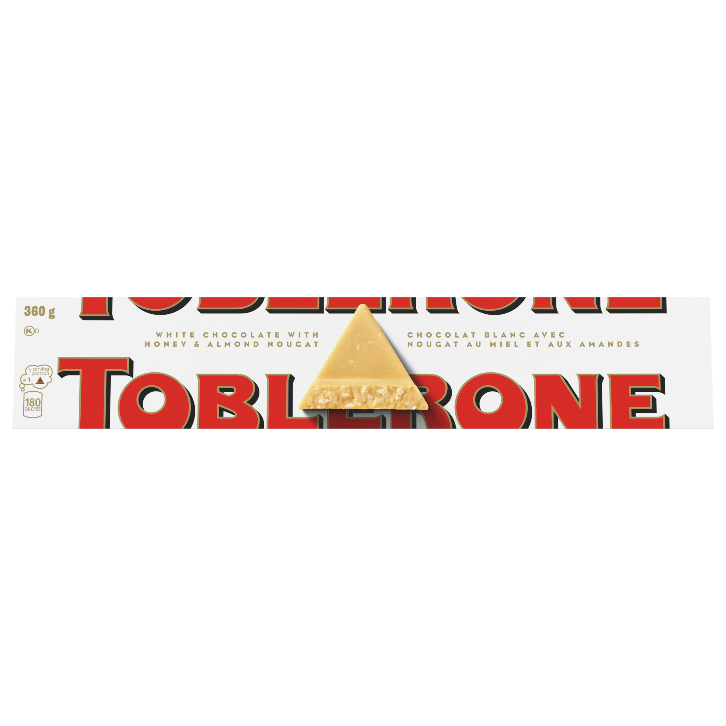 Tablette de chocolat blanc Toblerone avec nougat au miel et aux amandes (360 g)-0