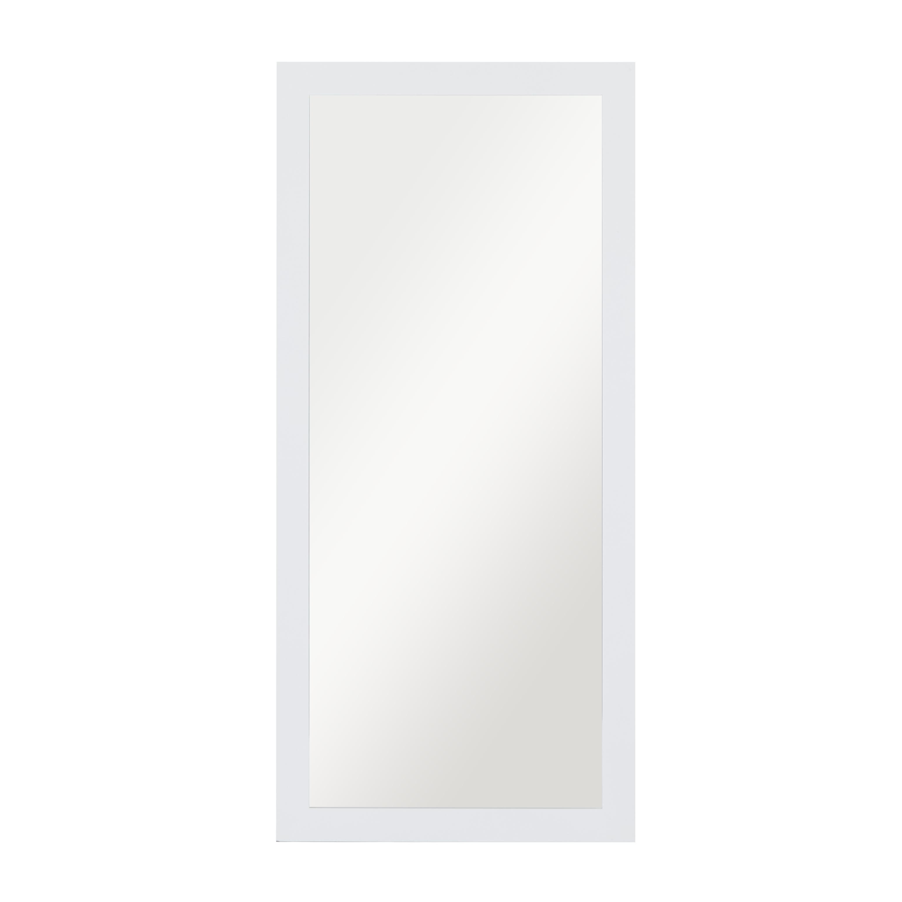 White Wooden  Room Wall Mirror, 32" x 1" x 70"