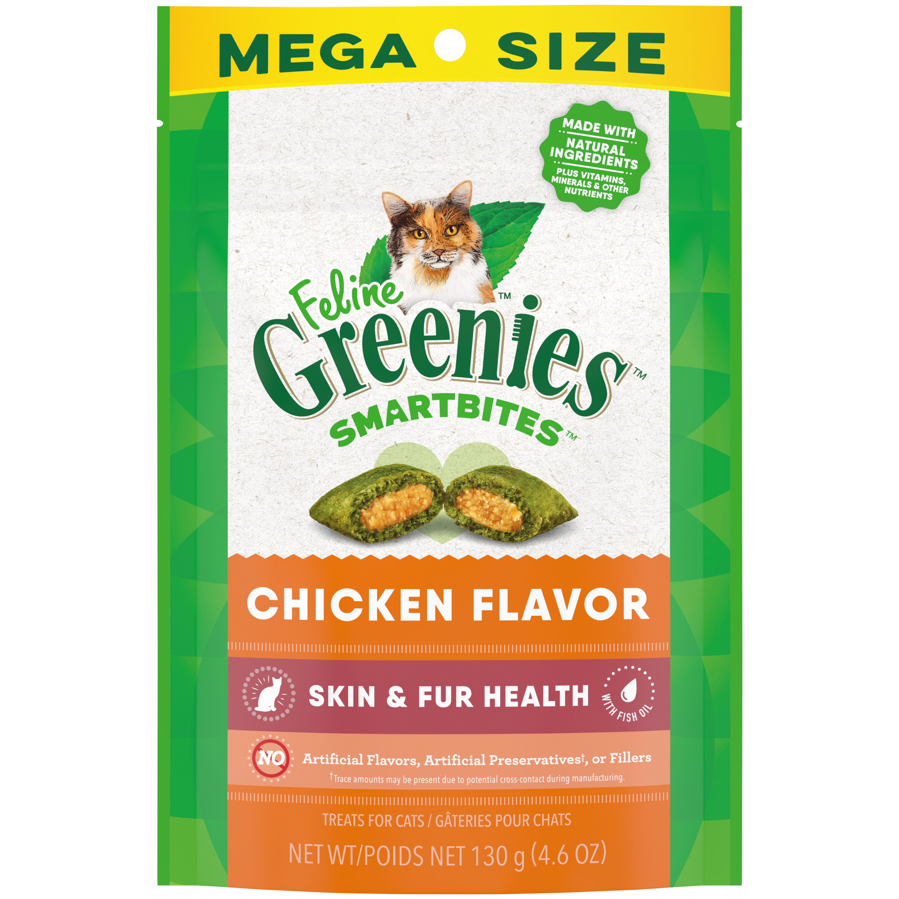 4.6oz Greenies Feline SmartBites Skin & Fur Chicken - Treats