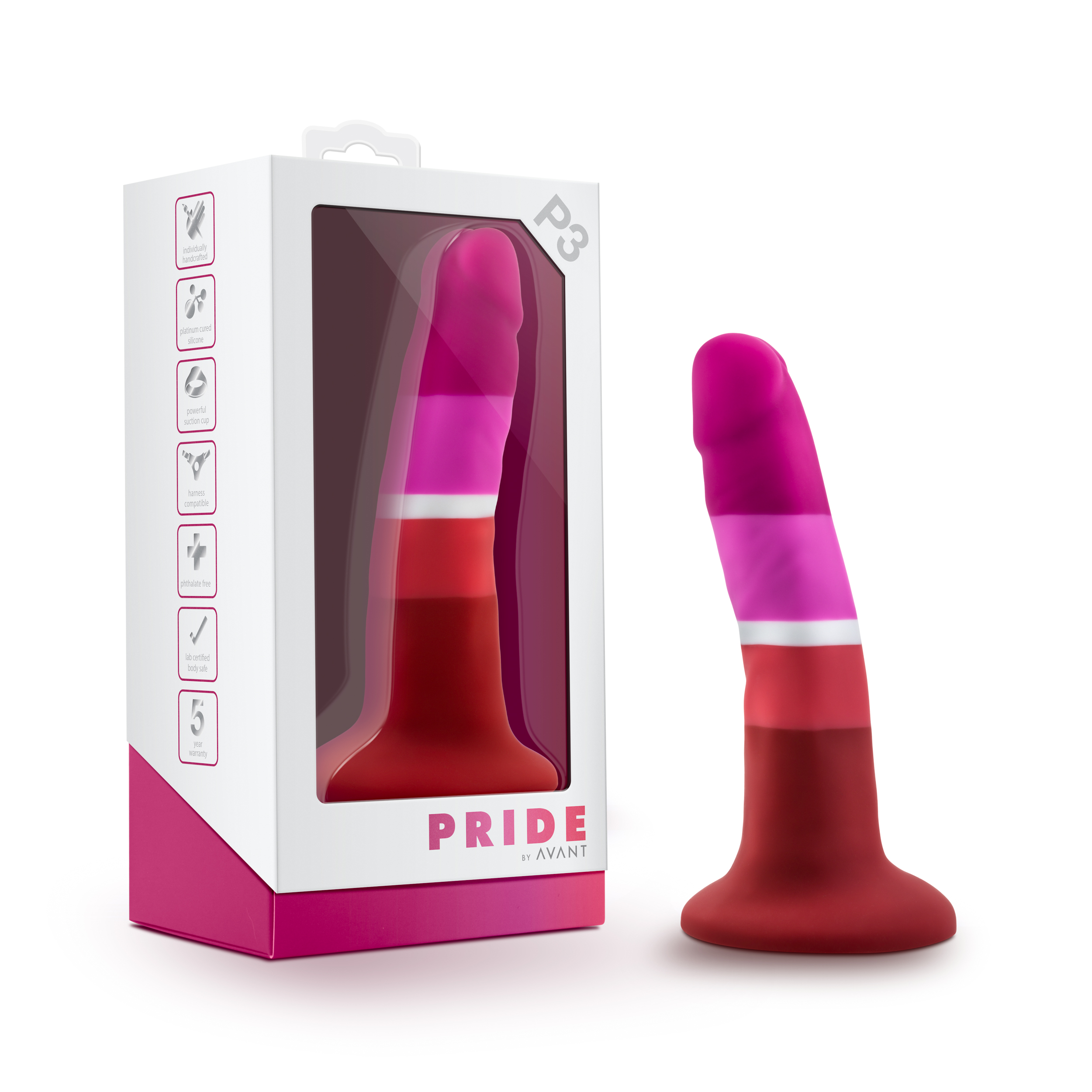 Blush Avant / Pride Beauty P3: Artisan 5 Inch Dildo with Suction Cup Base - Elegantly Made with Smooth Ultrasilk? Purio? Silicone