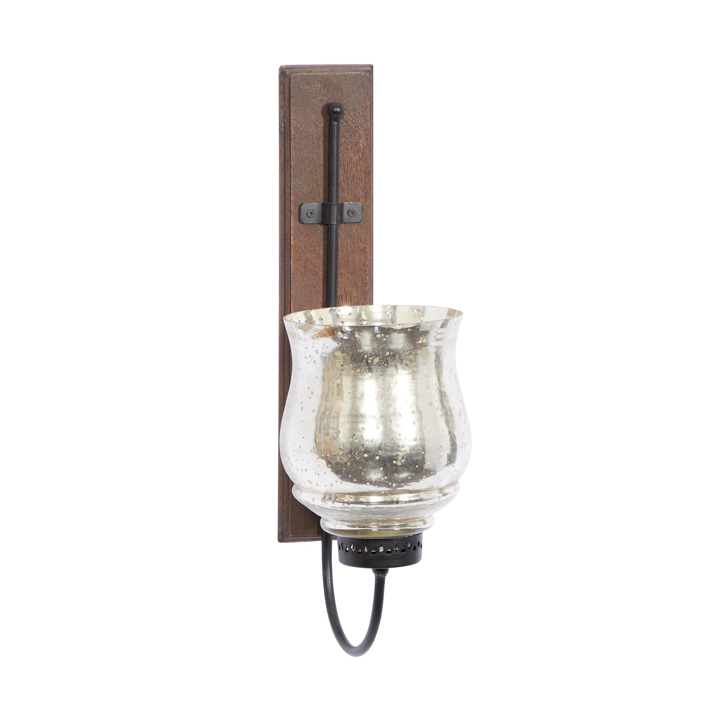 Brown Mango Wood  Handmade Wall Sconce, 9" x 4" x 21"