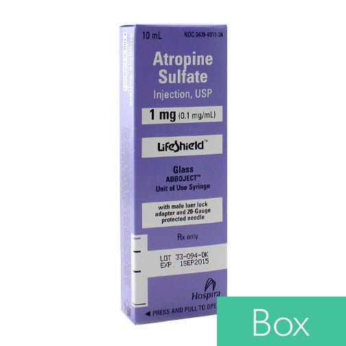 Atropine Sulfate 0.1mg/ml 10ml LifeShield® Glass Abboject® Syringe - 10/Box