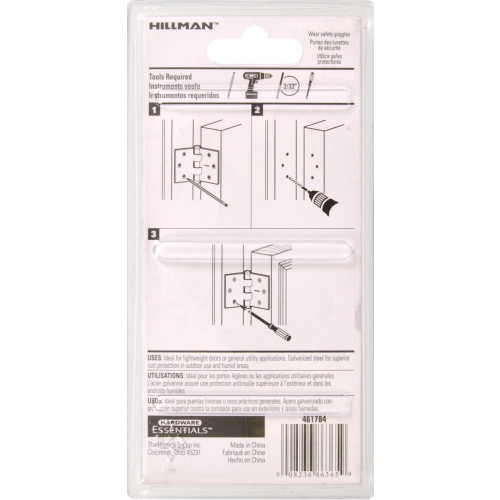 Hardware Essentials General Purpose Hinge with Fixed Pin Galvanized (4")