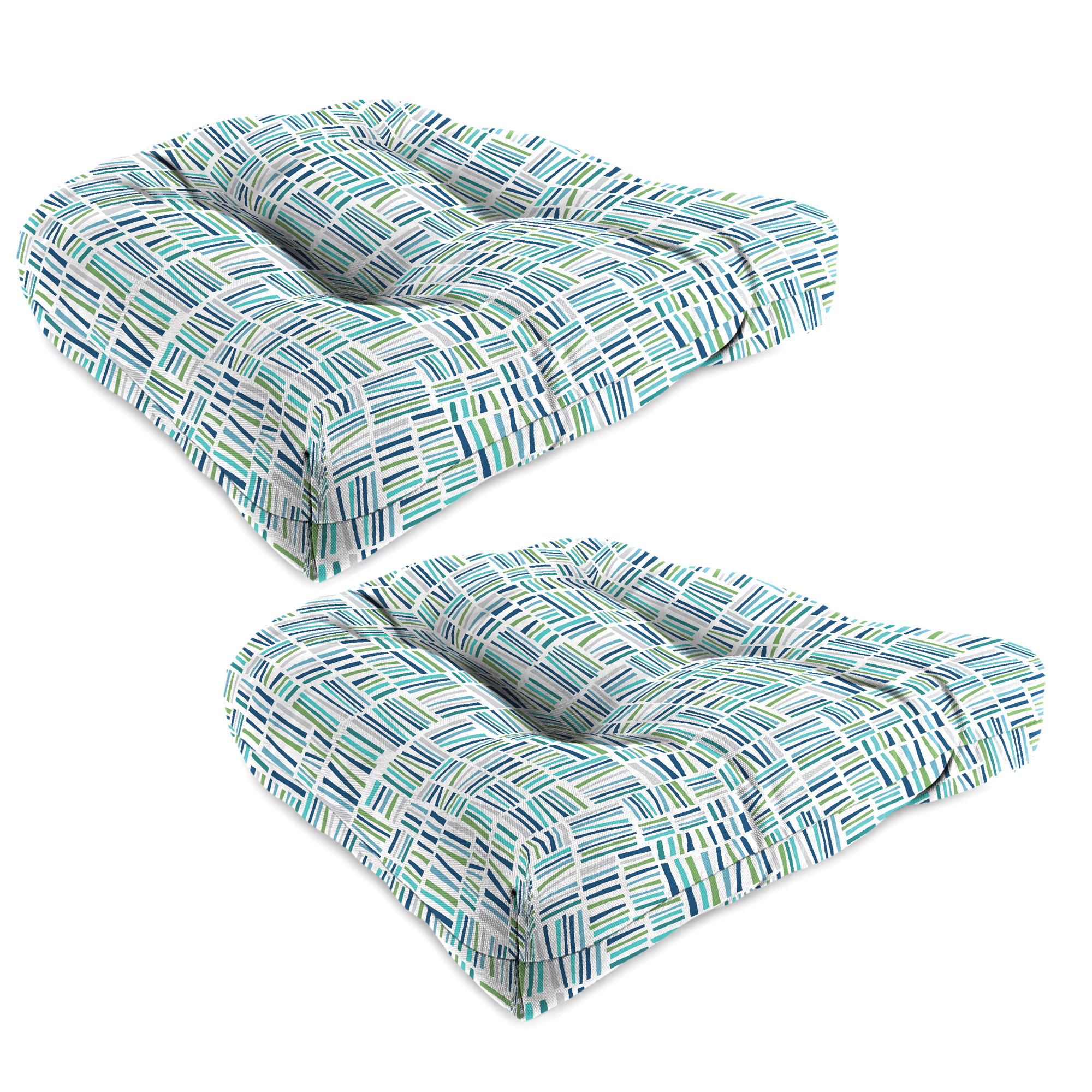 New Tufted Outdoor Patio Wicker Chair Seat Cushions 18", 2-Pack, Fade Resistant - Picture 19 of 23