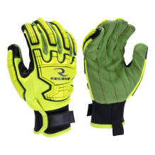 Radians RWG130 Hi-Vis Cotton Corded Palm Hook and Loop A2 Cut Glove with TPR