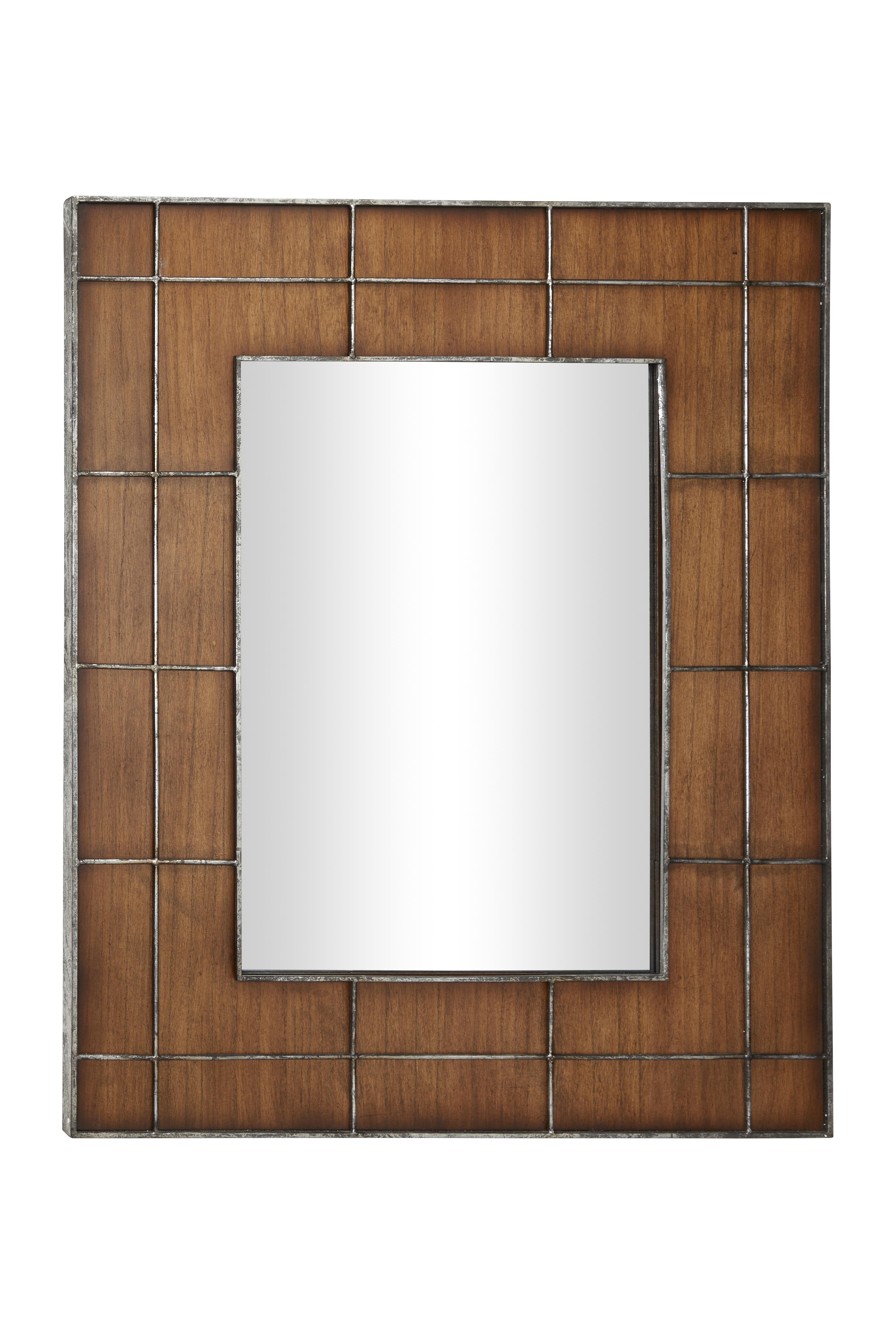 Brown Wood  Wall Mirror, 36" x 1" x 44"