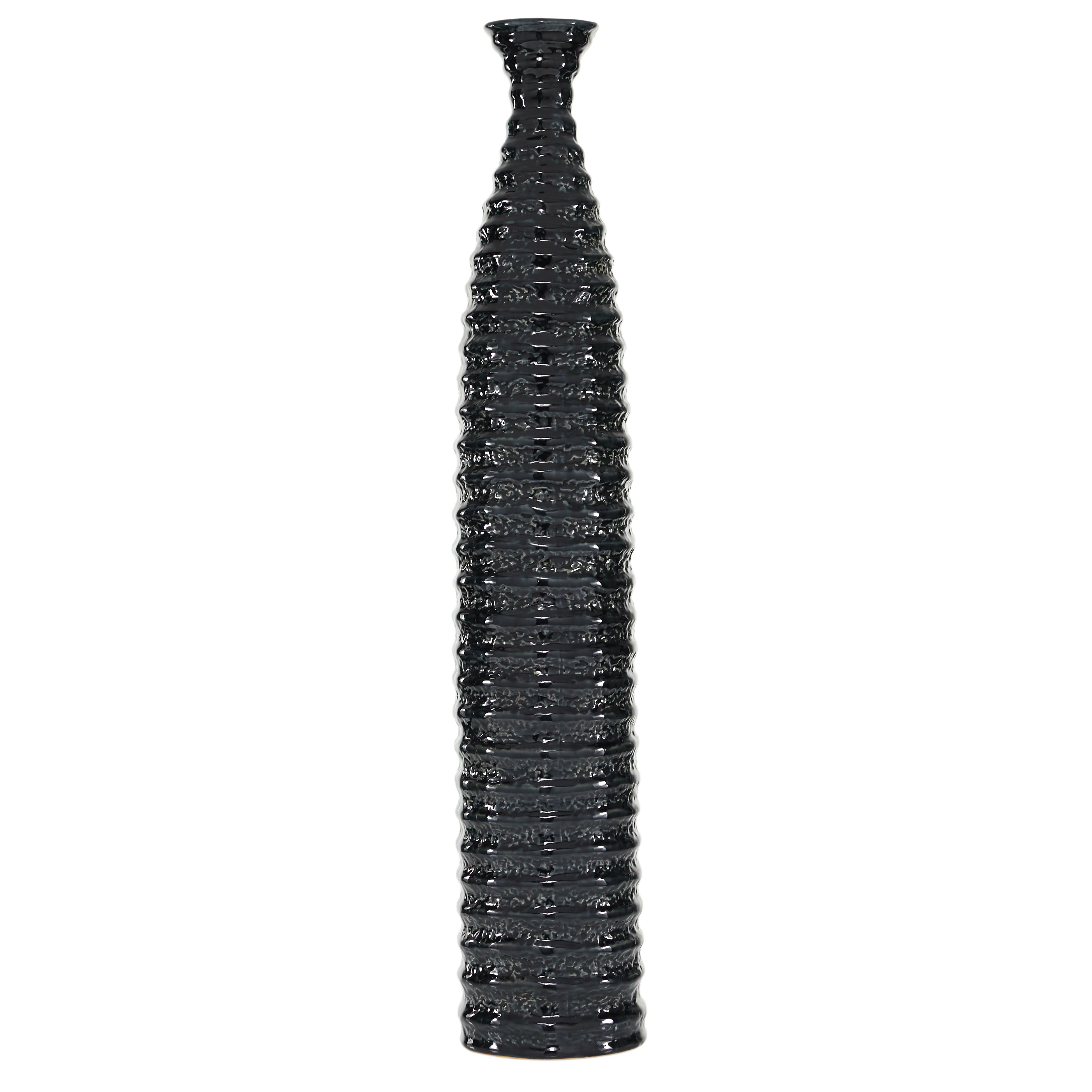 black ceramic  vase, 6" x 6" x 32"