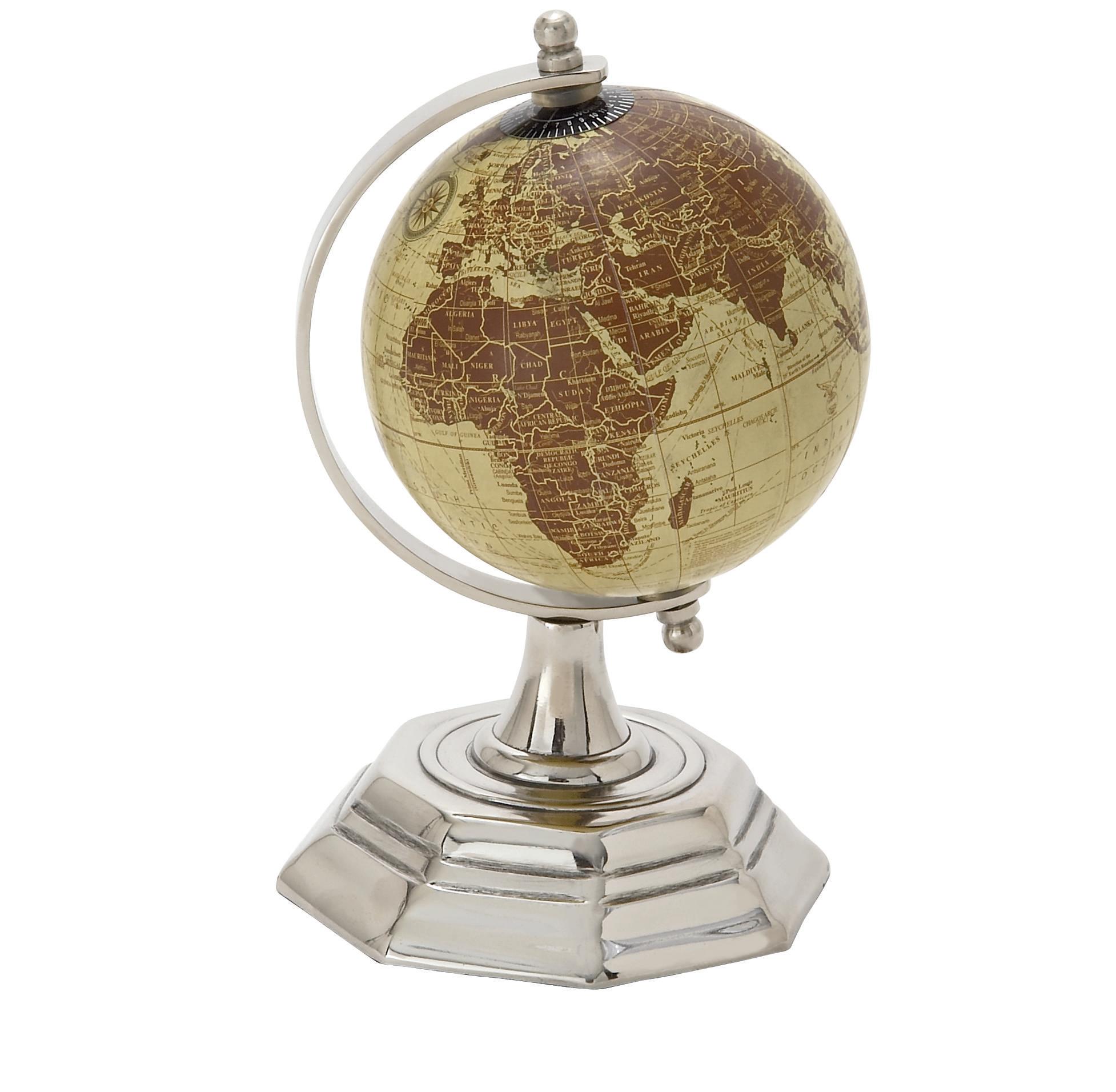 Multi Colored Aluminum Metal  Handmade Globe, 5" x 4" x 8"