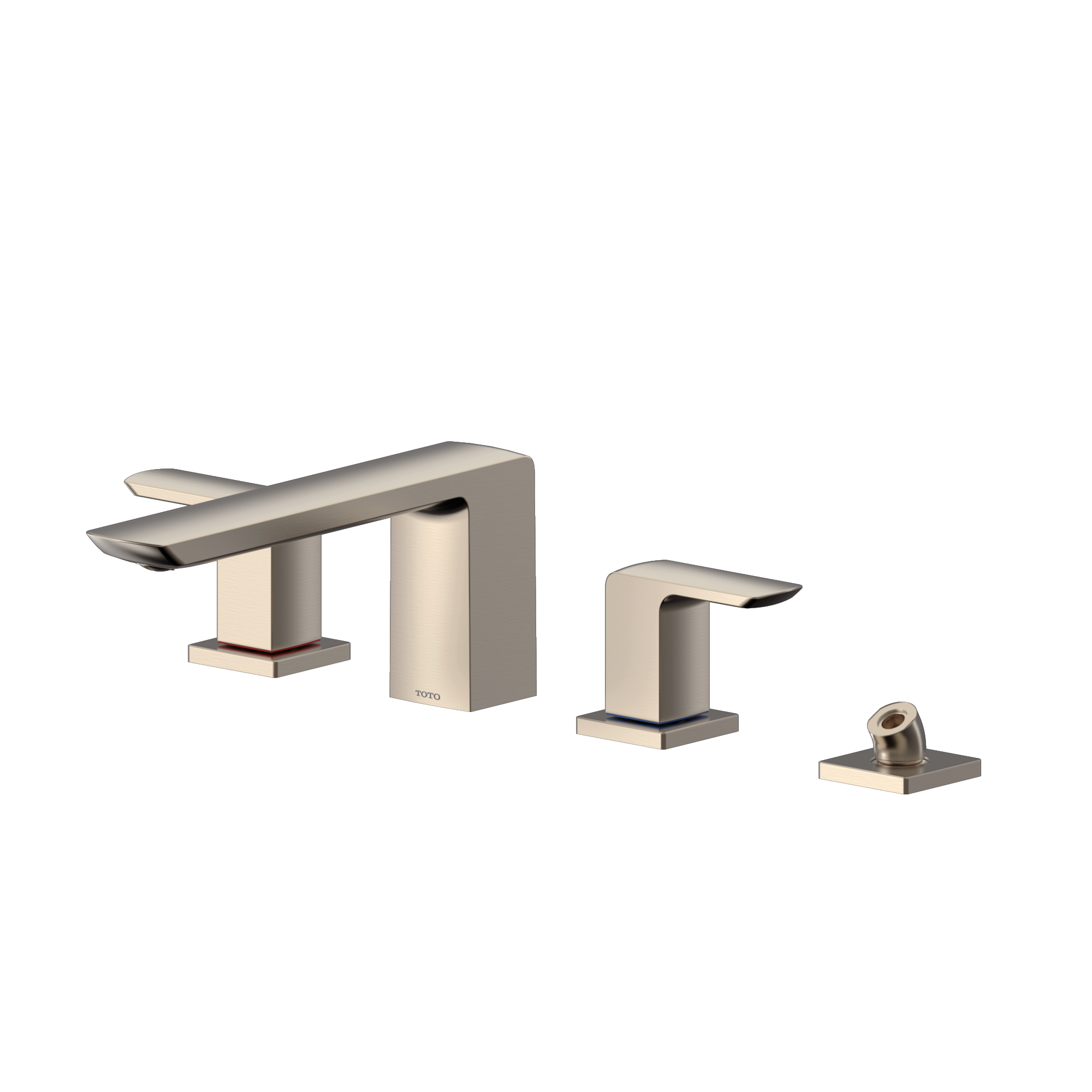 TOTO GR Two-Handle Deck-Mount Roman Tub Filler Trim with Handshower, Brushed Nickel, Brass, TBG02202U#BN