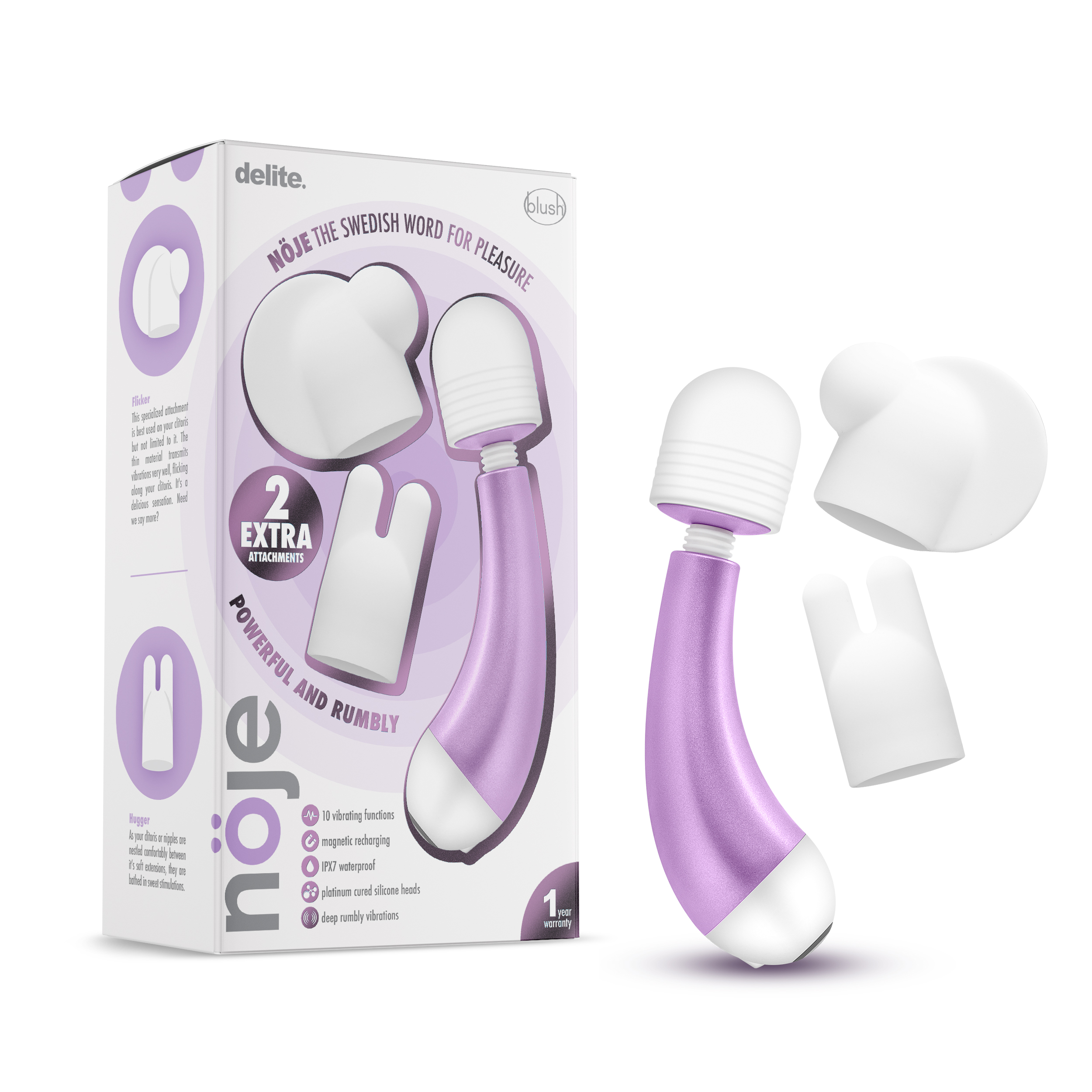 Blush Noje Delite Wisteria 10 Function Vibrating Massage Wand Kit