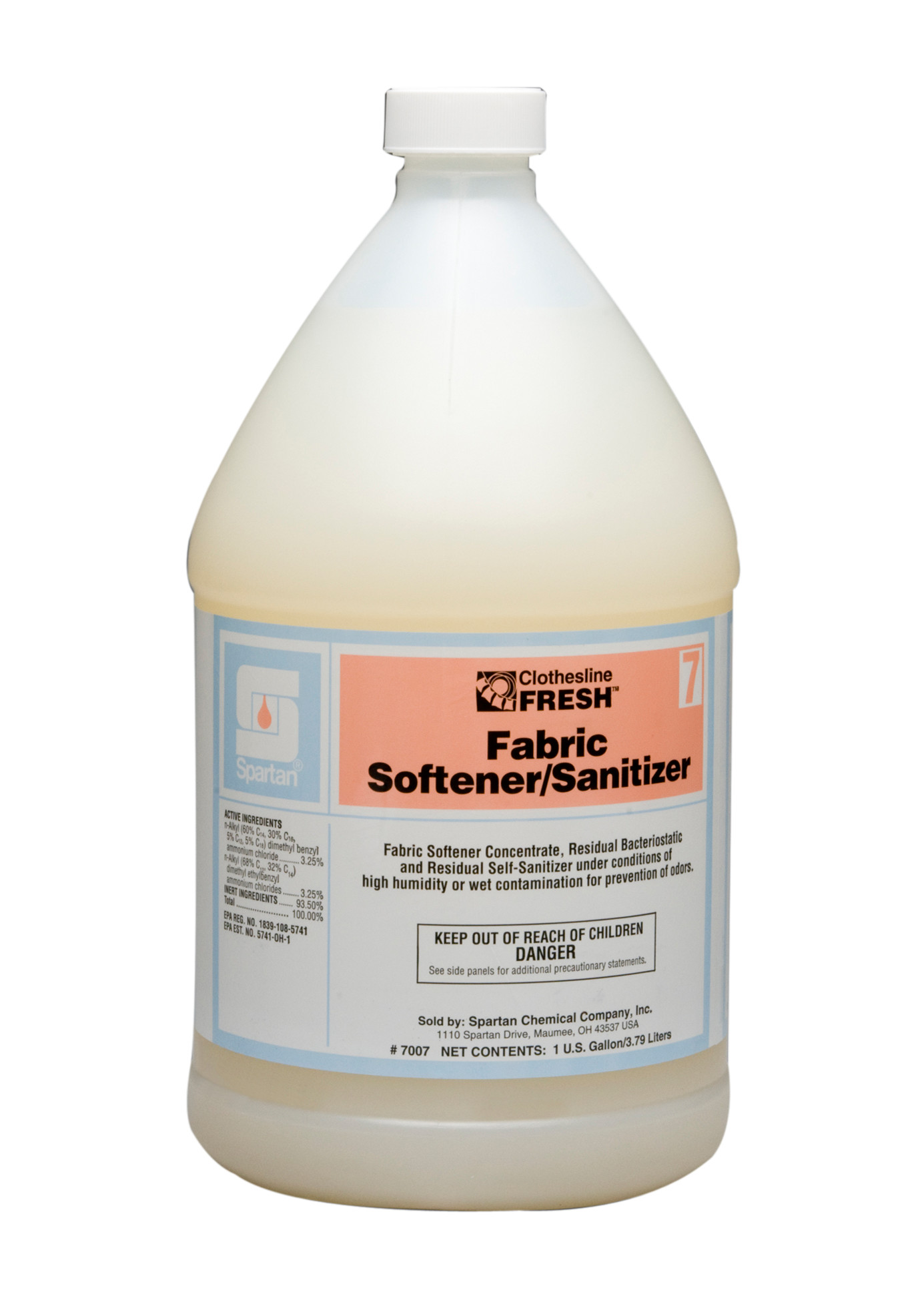 Spartan Chemical Company Clothesline Fresh Fabric Softener/Sanitizer 7, 1 GAL 4/CSE
