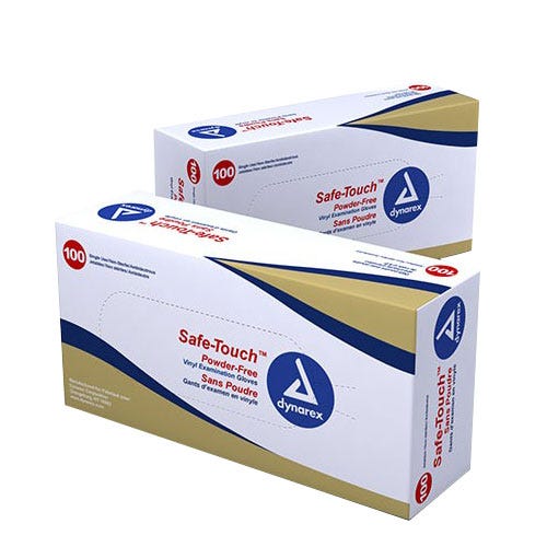 Safe-Touch™ Vinyl Exam Gloves, Medium, Powder-Free - 100/Box