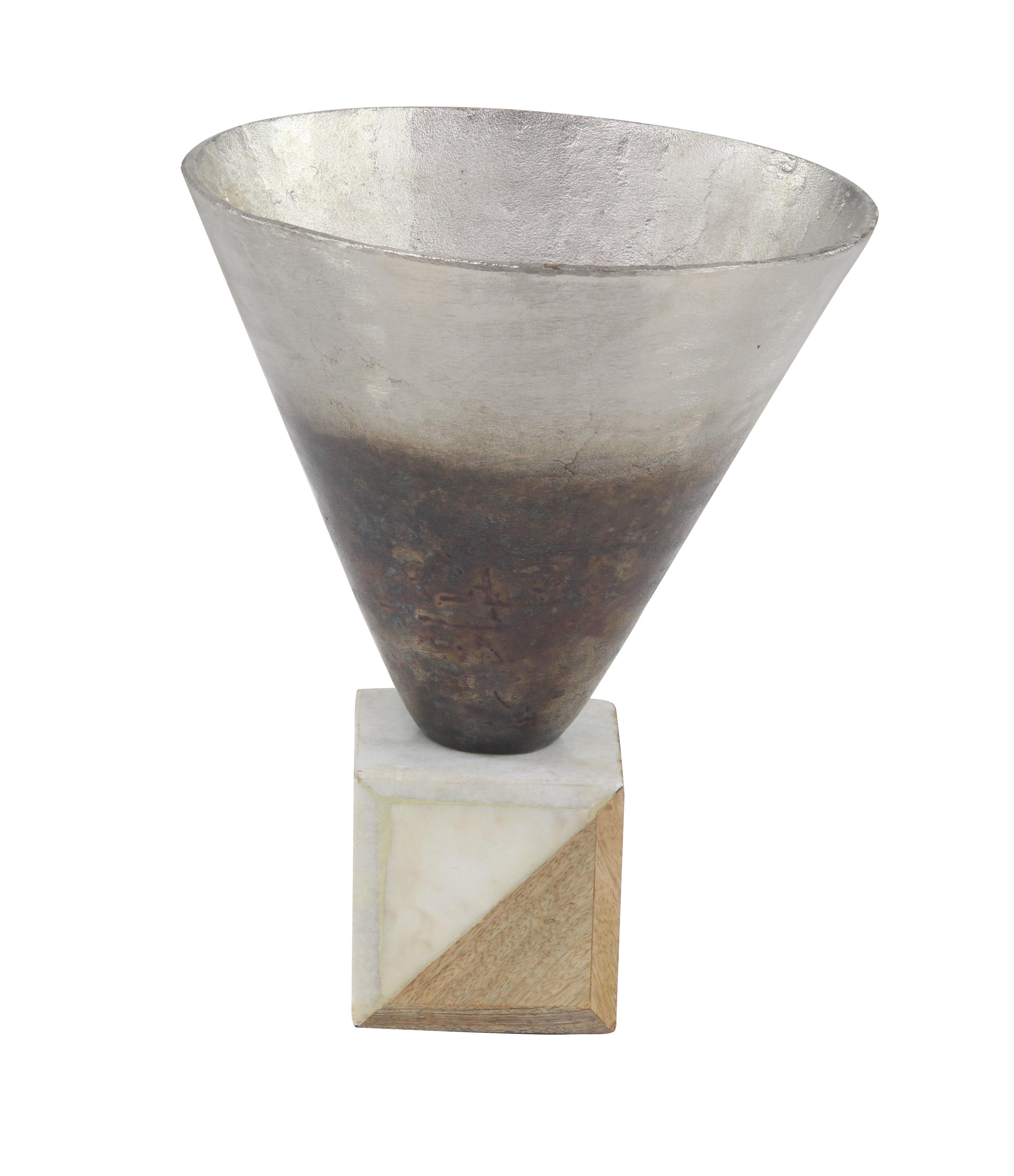 aluminum metal vase, 12" x 12" x 15"