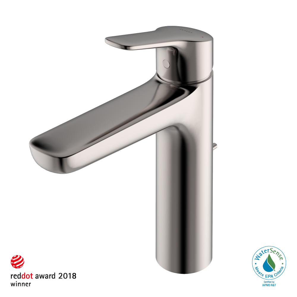 TOTO GS Series 1.2 GPM Single Handle Bathroom Faucet for Semi-Vessel Sink with COMFORT GLIDE Technology and Drain Assembly, Polished Nickel, Brass, TLG03303U#PN