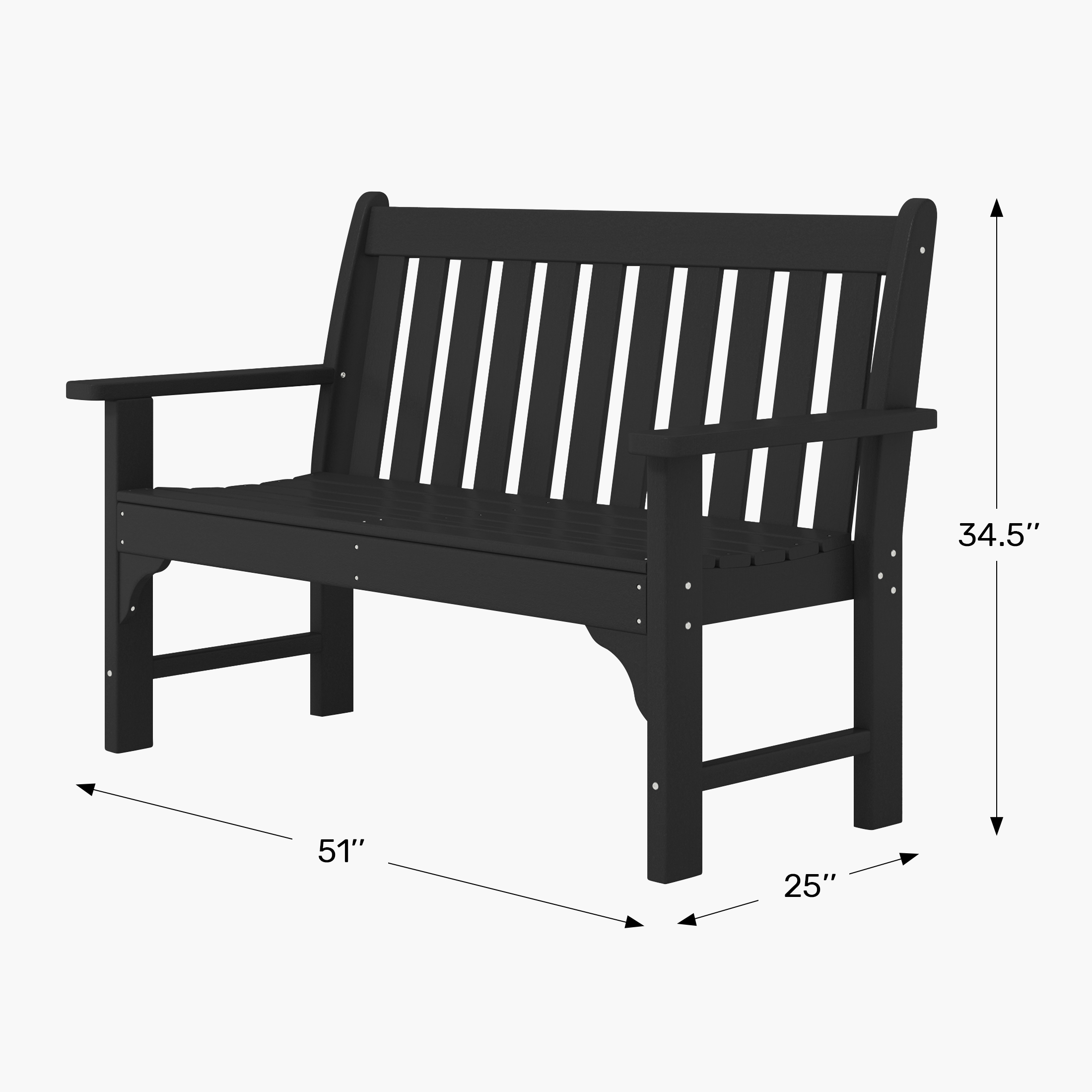 Outdoor 2-Person All-Weather HDPE Front Porch Garden Bench WWT Spec Image