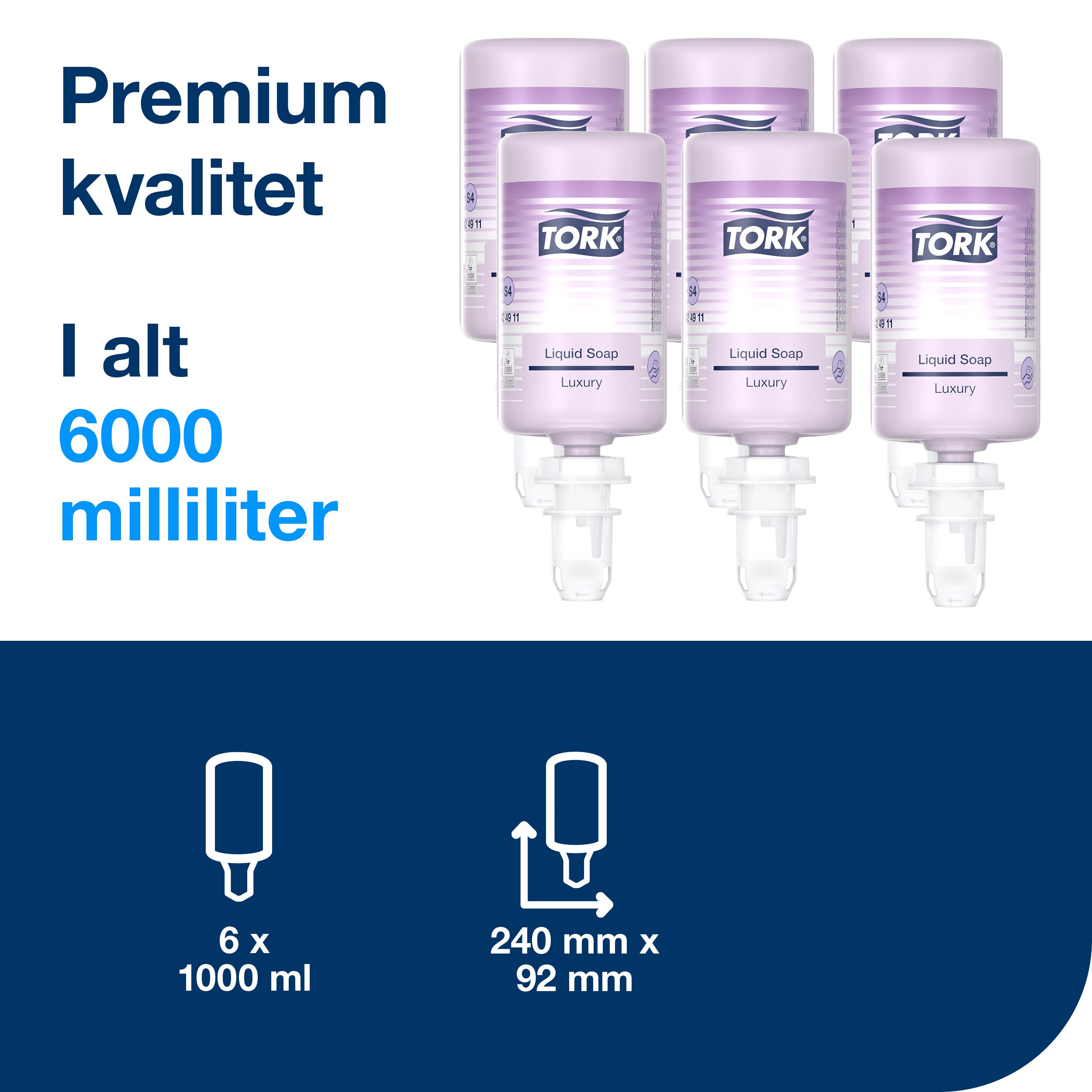 Håndsæbe, Flydende, Refill, 1000 ml, Tork Luksus S4