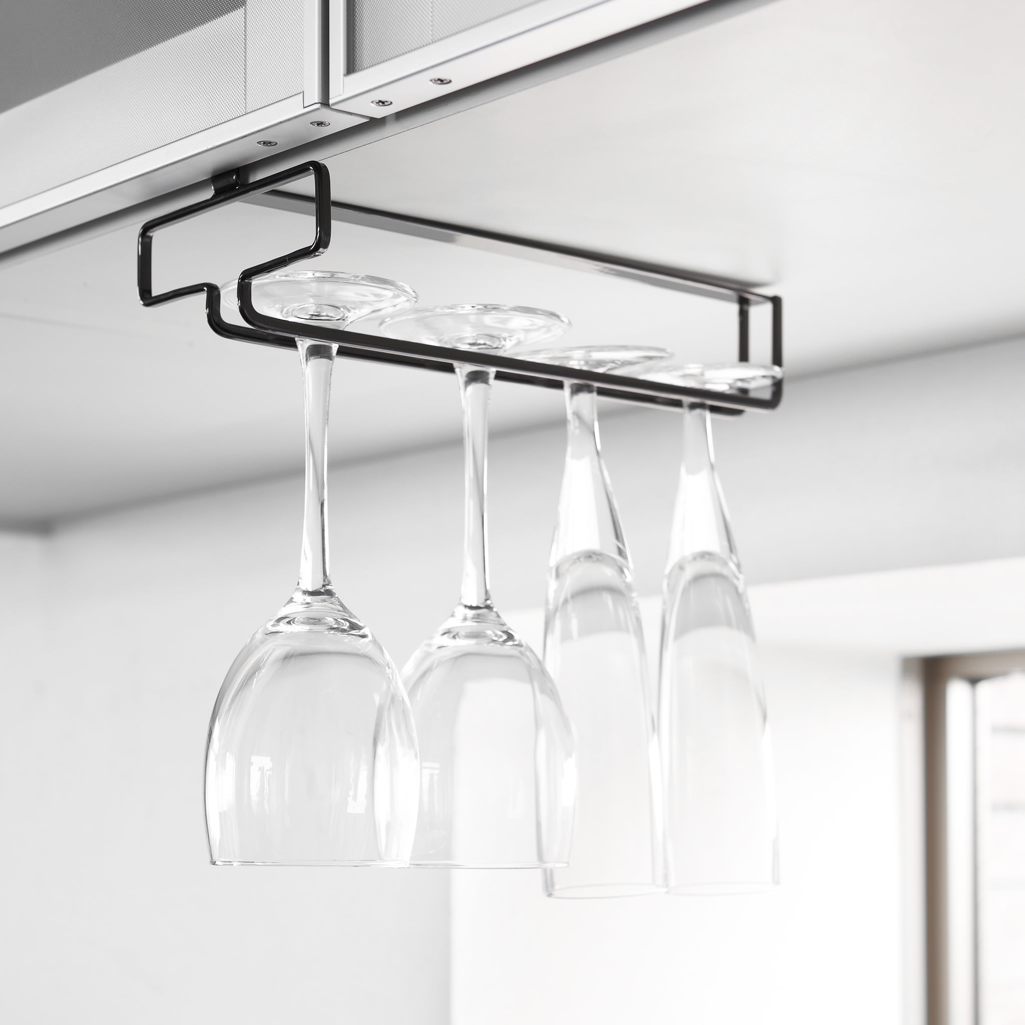 Under-Shelf Wine Glass Hanger : Hung Upside Down