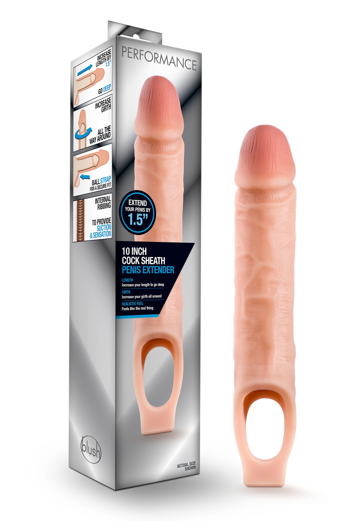 Blush Performance? / 1.5-Inch Penis Extender - Realistic Design with Secure Fit Strap