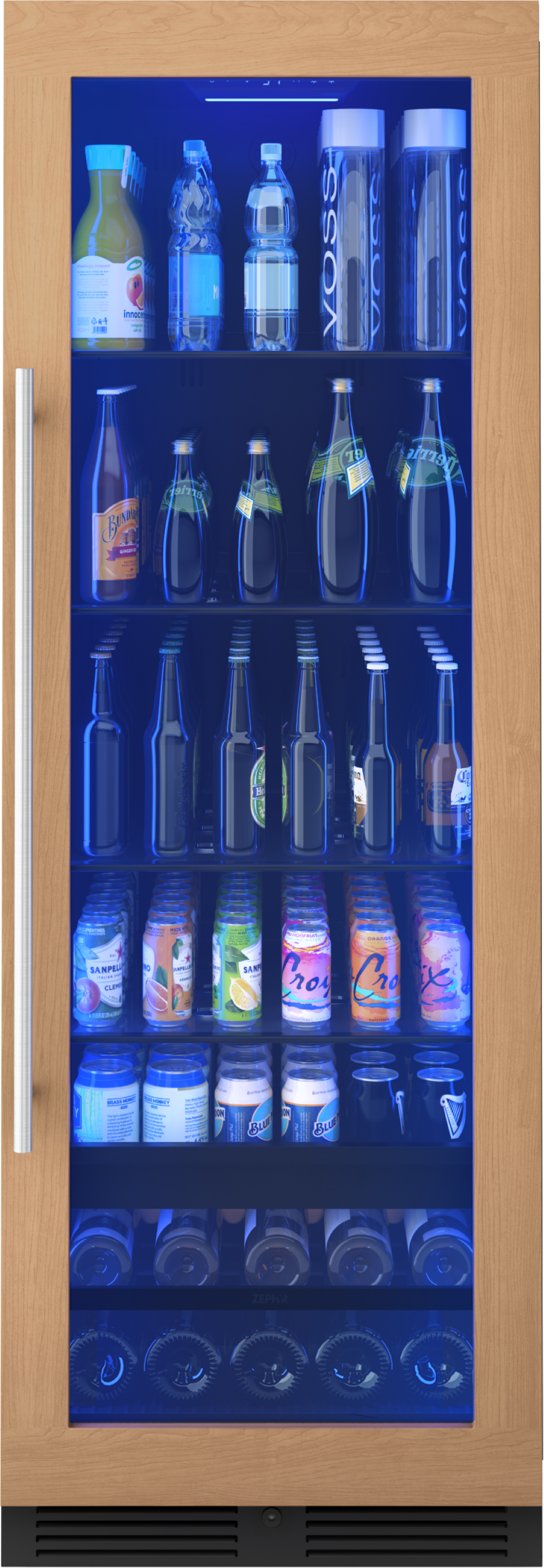 Zephyr Beverage, 24" full size, panel ready+ glass, reversible, 1 zone
