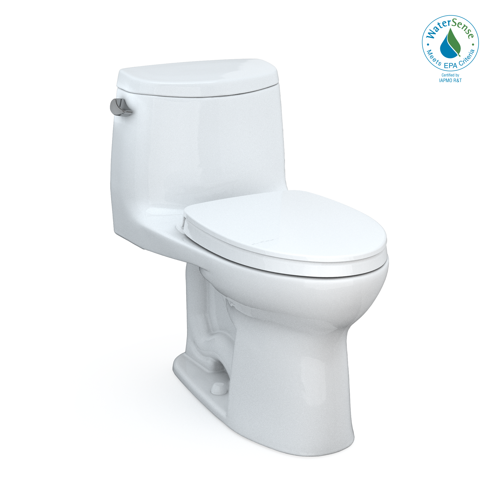 TOTO UltraMax II One-Piece Elongated 1.28 GPF Universal Height Toilet with CEFIONTECT and SS124 SoftClose Seat, WASHLET+ Ready, Cotton White, Vitreous China|Plastic, MS604124CEFG#01